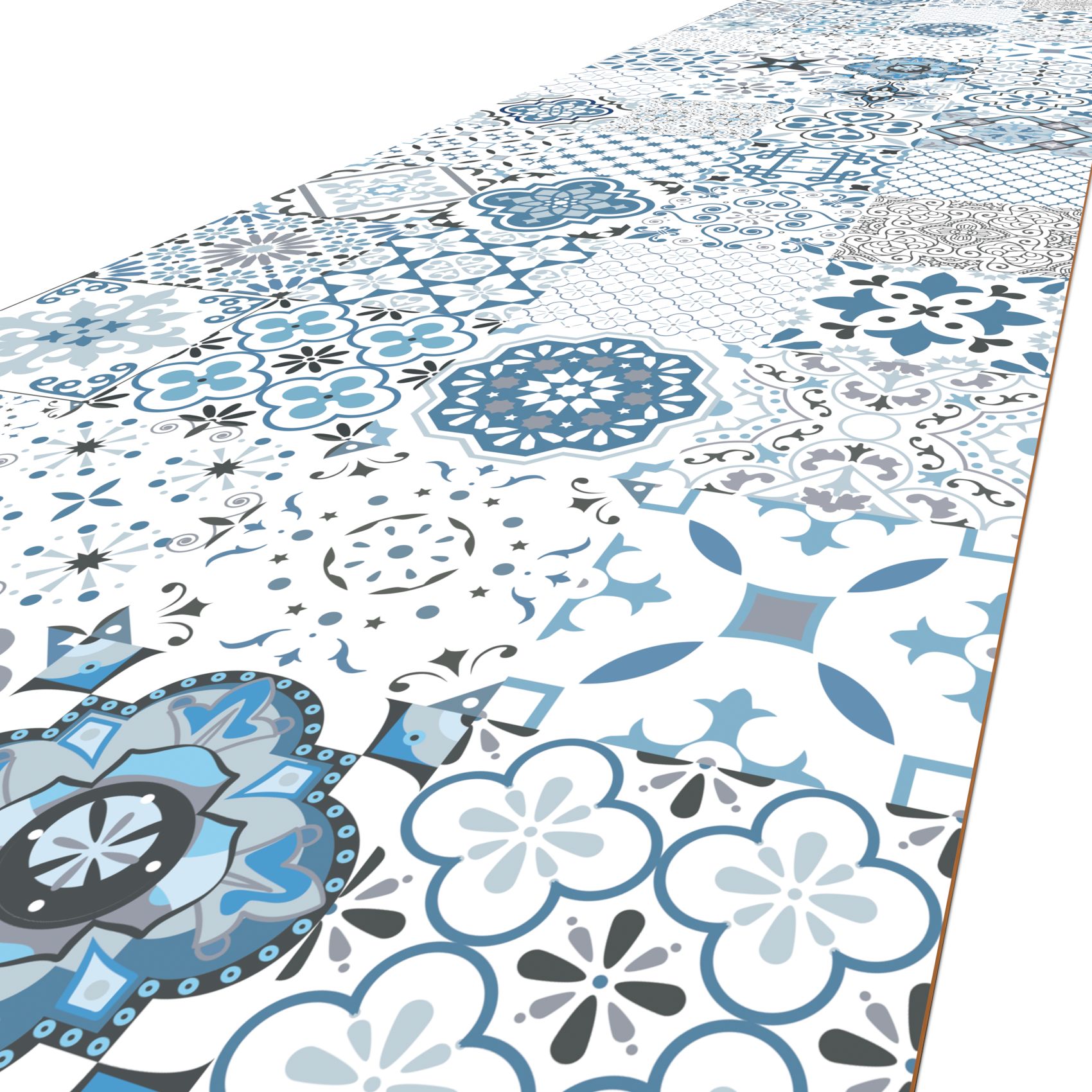 Küchenläufer Teppichläufer Mirza Maiori Blau Läufer Flur abwaschbar | 48cm Breit 100x48cm