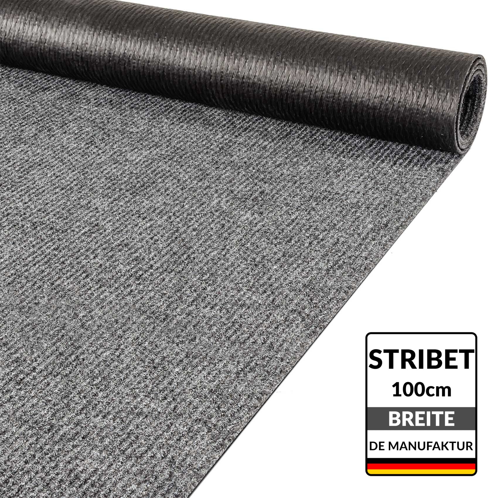 Teppichläufer Läufer Flur Sauberlaufmatte Läufer rutschfest STRIBET Breite 100cm Grau 100x100cm