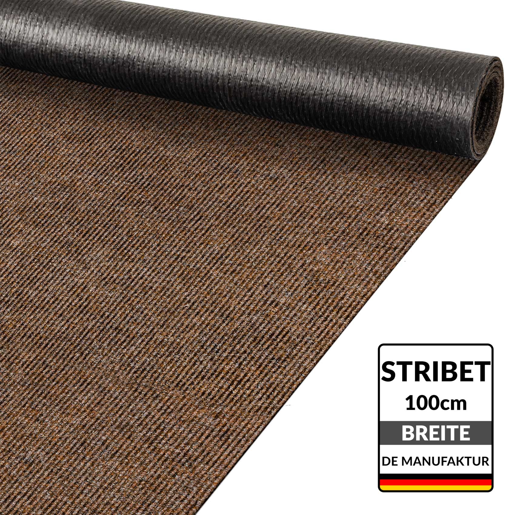 Teppichläufer Läufer Flur Sauberlaufmatte Läufer rutschfest STRIBET Breite 100cm Dunkelbraun 100x100cm