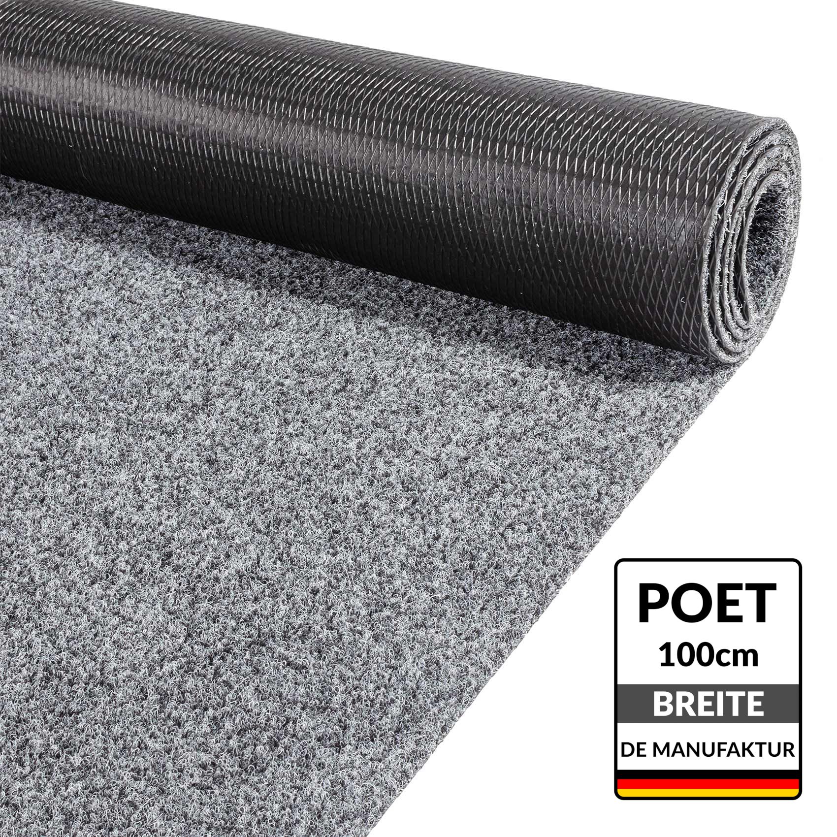 Sauberlaufmatte Schmutzfangmatte Teppichläufer Läufer Flur Innen Außen Eingang POET Breite 100cm Grau 100x100cm
