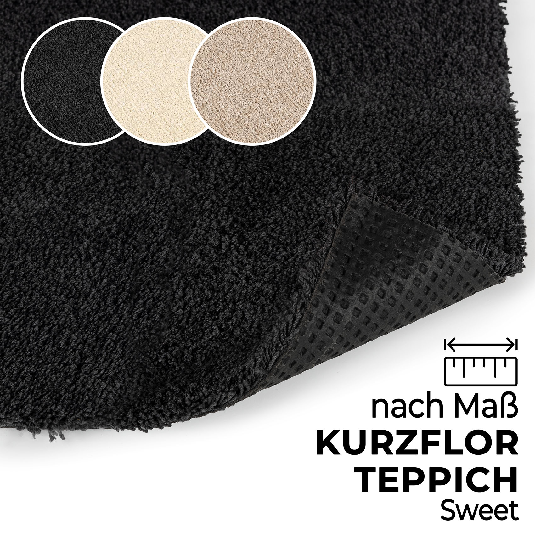 Kurzflor Teppich Läufer Flur Wohnzimmer Schlafzimmer Sweet Bettumrandung nach Maß