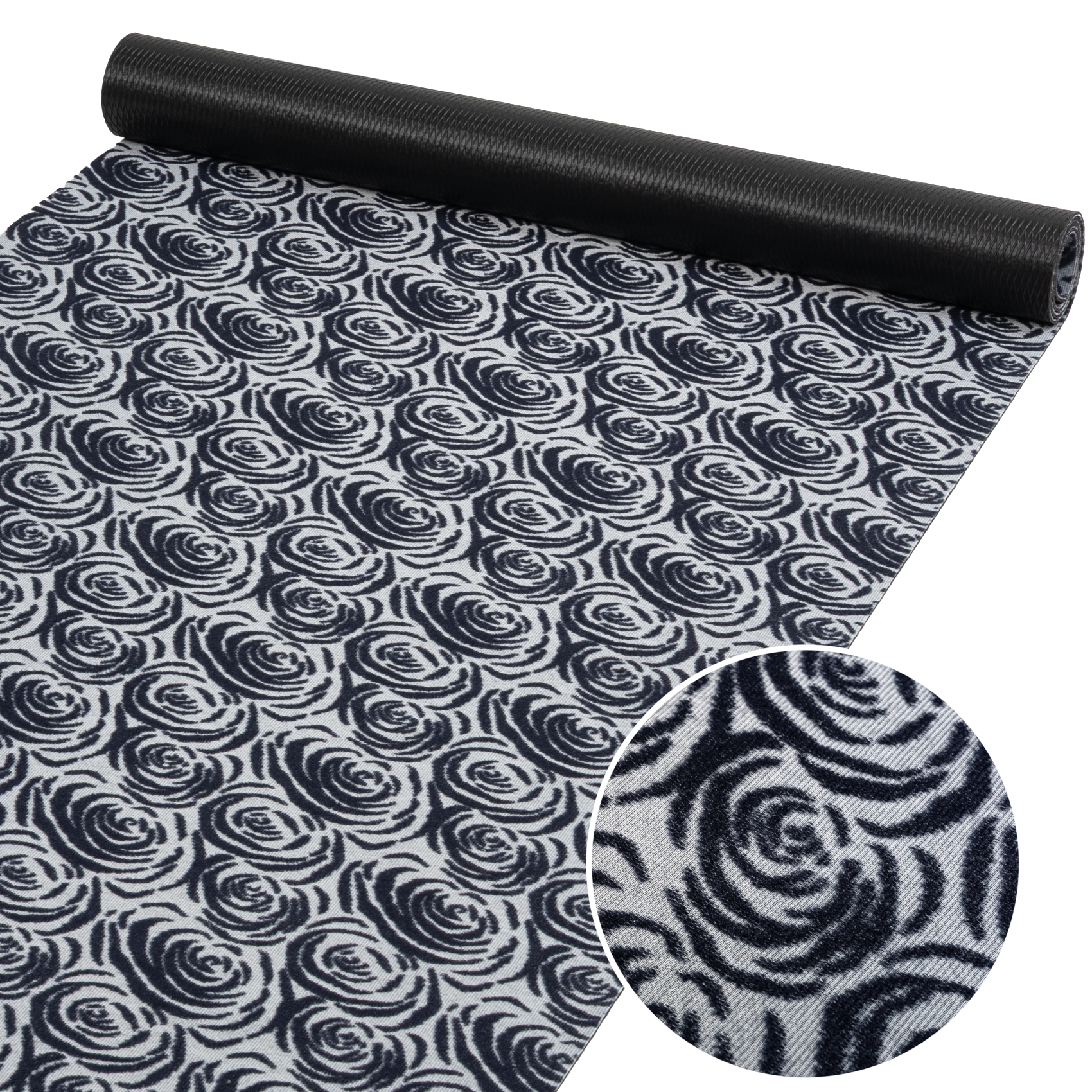 Läufer Flur Teppichläufer Küchenläufer rutschfest Rosen Grau Breite 65cm / 100cm 65 cm 100 cm