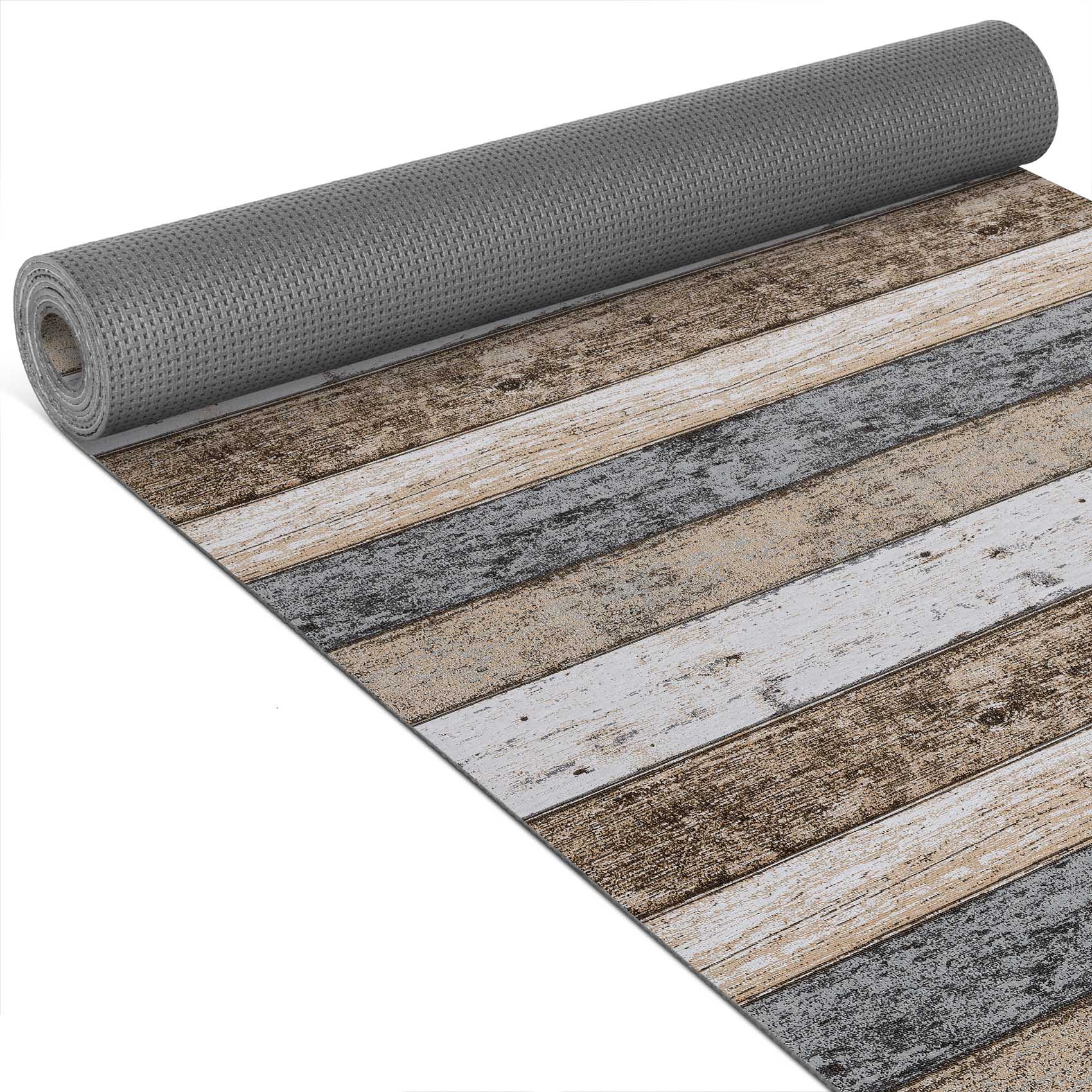 Küchenläufer Küchenteppich Läufer Flur Wood Industry Holz Braun Teppichläufer 100cm
