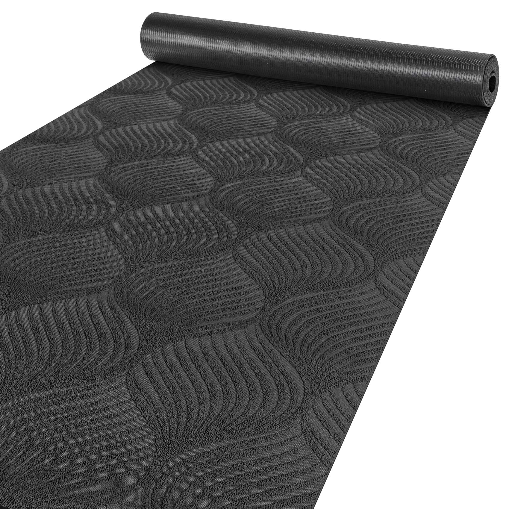 Teppichläufer Velours Küchenläufer Veloursteppich rutschfest waschbar Blätter Ornament Anthrazit 65cm Breit 100x65cm