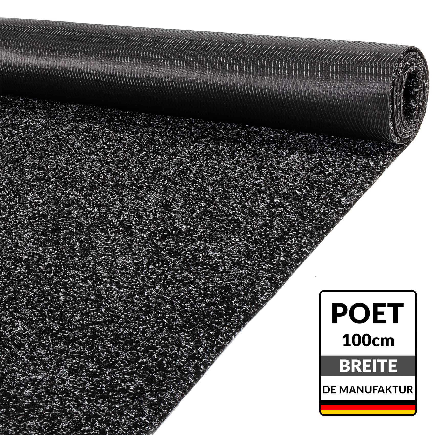 Schmutzfangteppich Sauberlaufmatte Schmutzfangmatte Flur Teppich Teppichläufer Läufer Flur POET Breite 100cm Schwarz 100x100cm