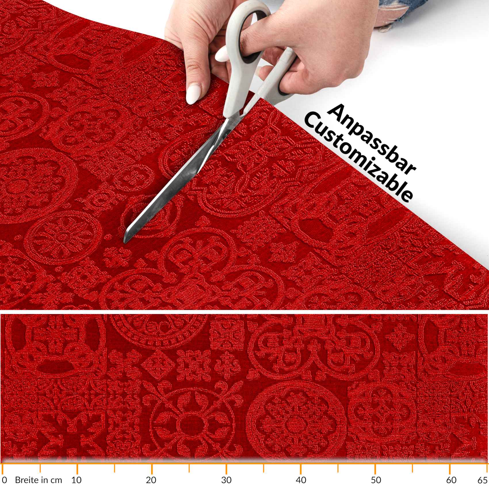 Teppichläufer Flurläufer Küchenläufer Velours waschbar rutschfest Jacquard Teppich Sisi Raku Rot 65cm Breit 100x67cm