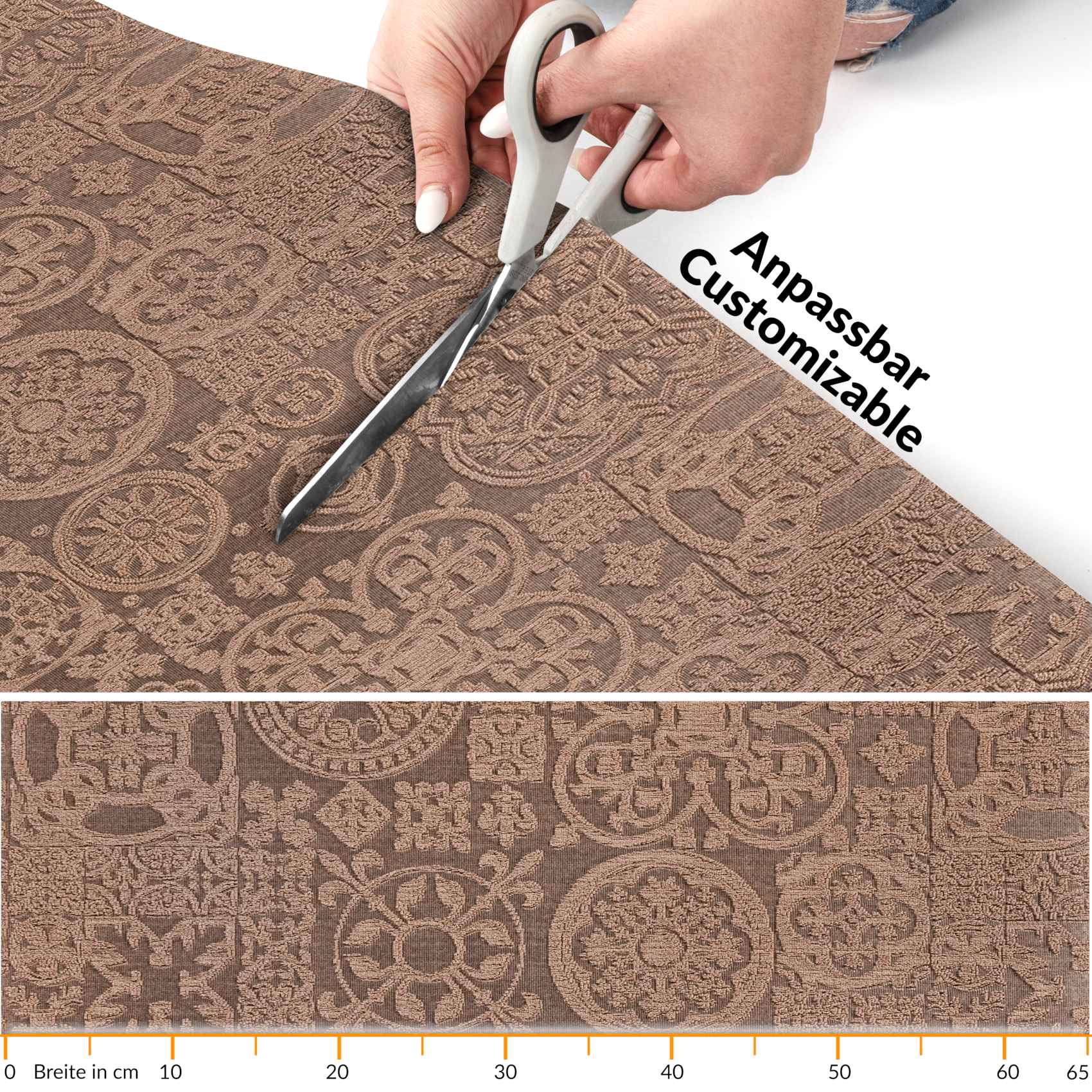 Teppichläufer Flurläufer Küchenläufer Velours waschbar rutschfest Jacquard Teppich Sisi Raku Braun 65cm Breit 120x67cm