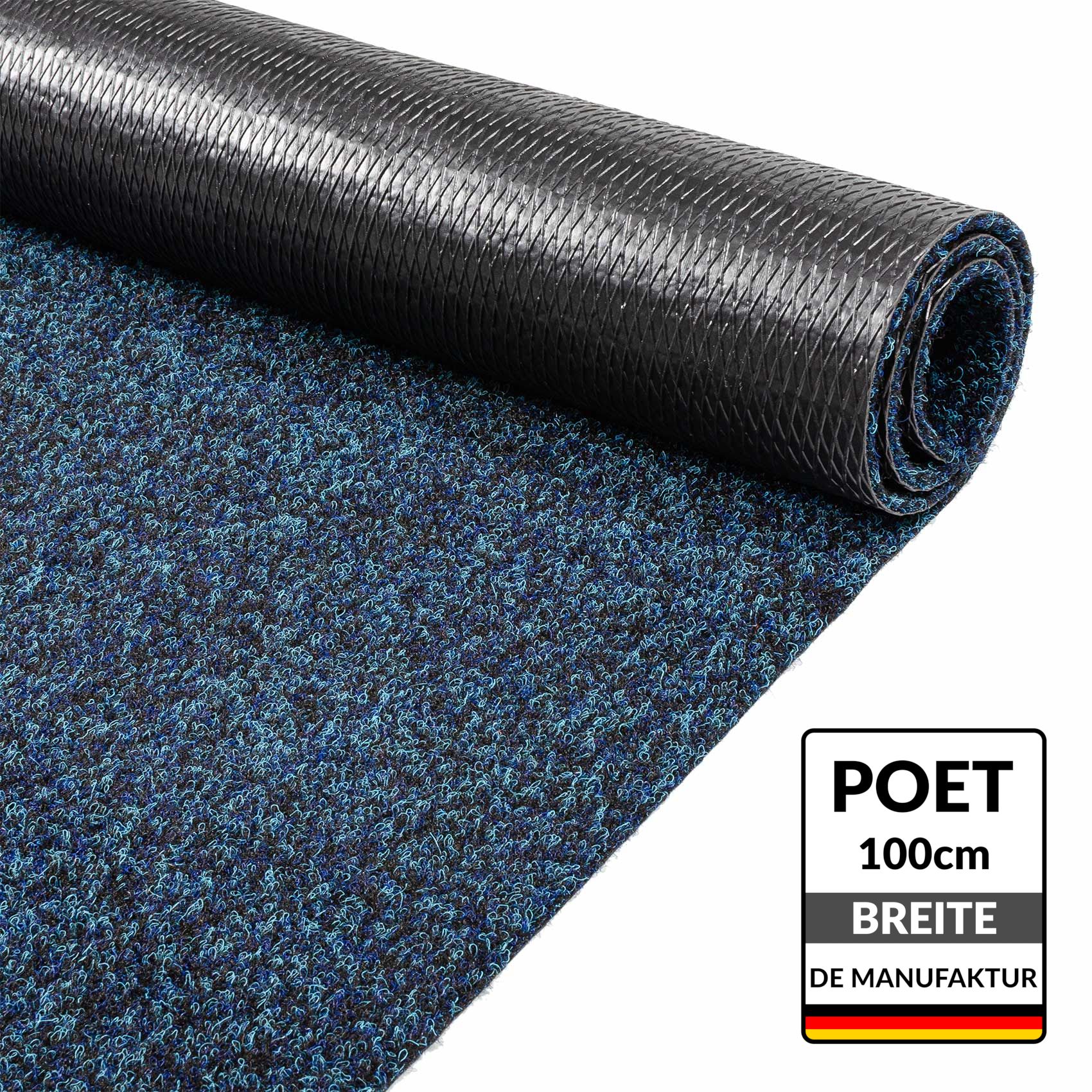 Schmutzfangteppich Sauberlaufmatte Schmutzfangmatte Flur Teppich Teppichläufer Läufer Flur POET Breite 100cm Blau 100x100cm