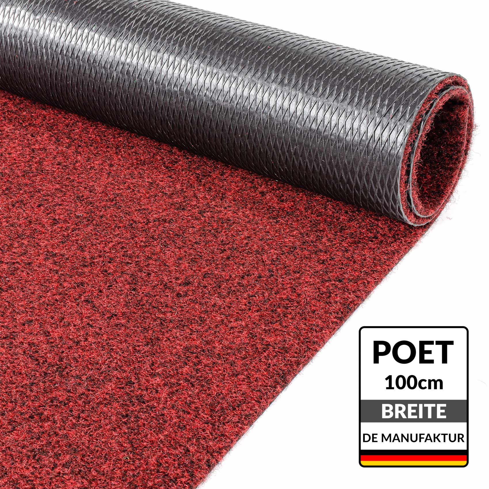 Schmutzfangteppich Rot Sauberlaufmatte Schmutzfangmatte Flur Teppich Teppichläufer Läufer Flur POET Breite 100cm 100x100cm