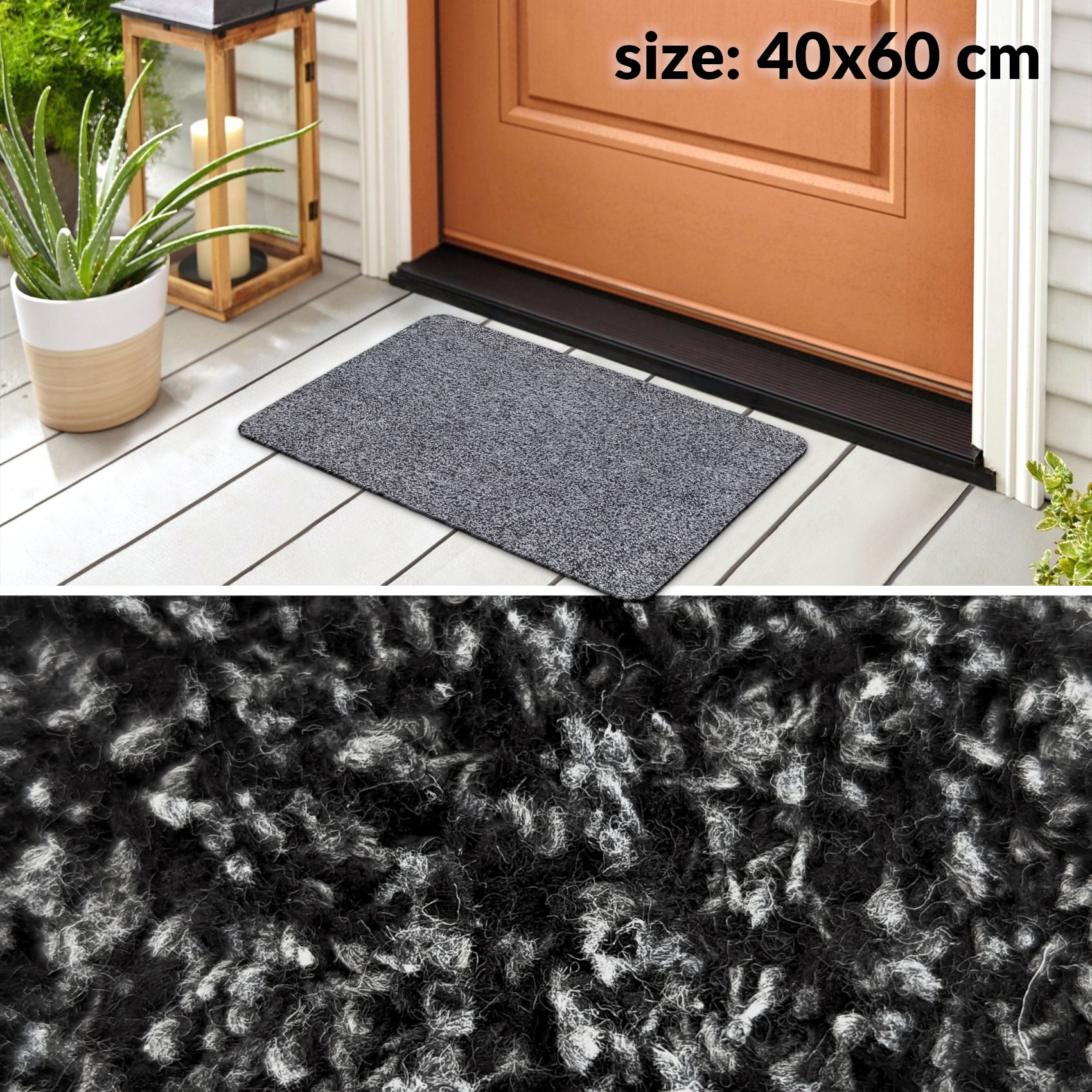 Läufer Flur Teppichläufer Flur Teppich Sauberlaufmatten Schmutzfangmatte Meterware | Breite 100cm Anthrazit 40x60cm