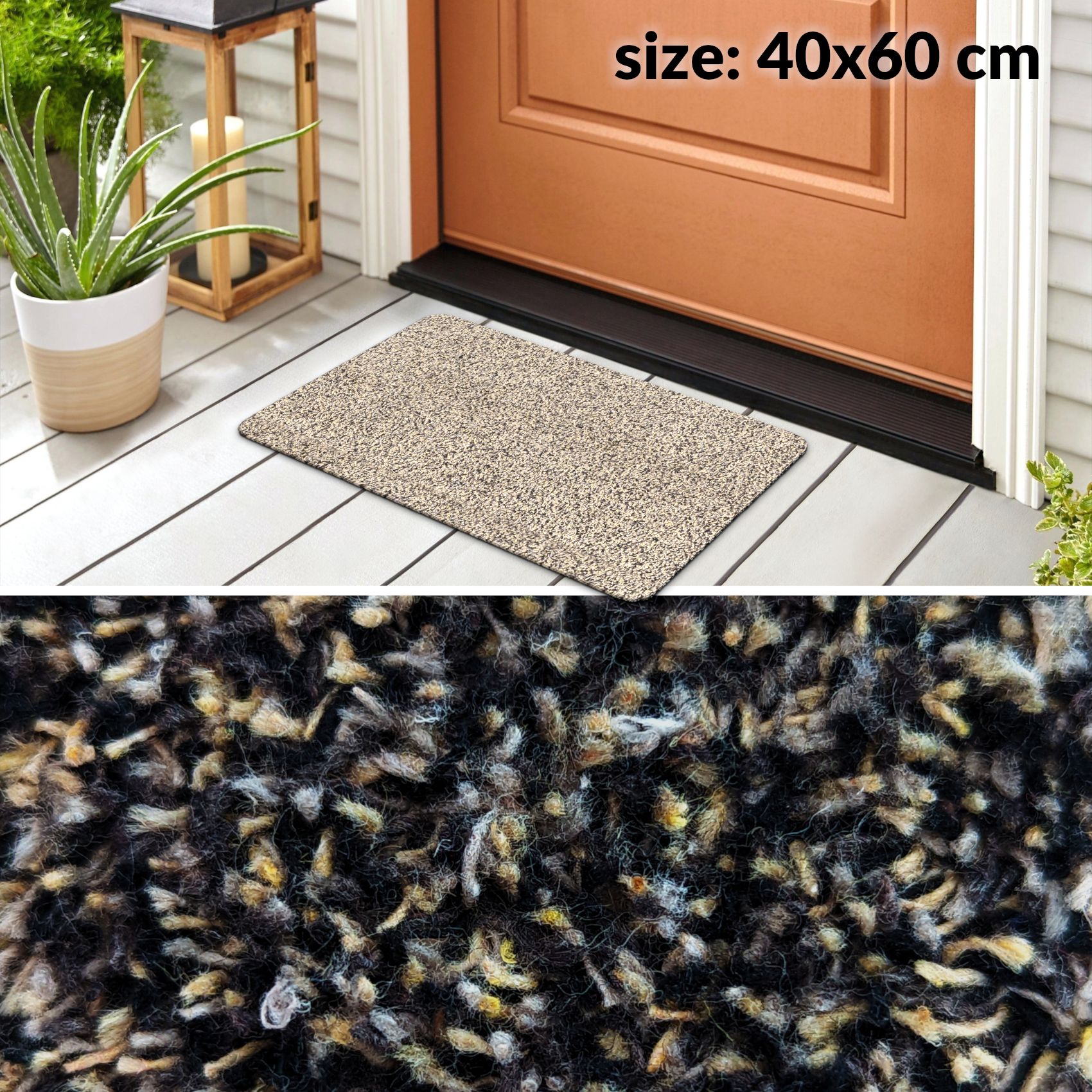 Läufer Flur Teppichläufer Flur Teppich Sauberlaufmatten Schmutzfangmatte Meterware | Breite 100cm Beige 40x60cm