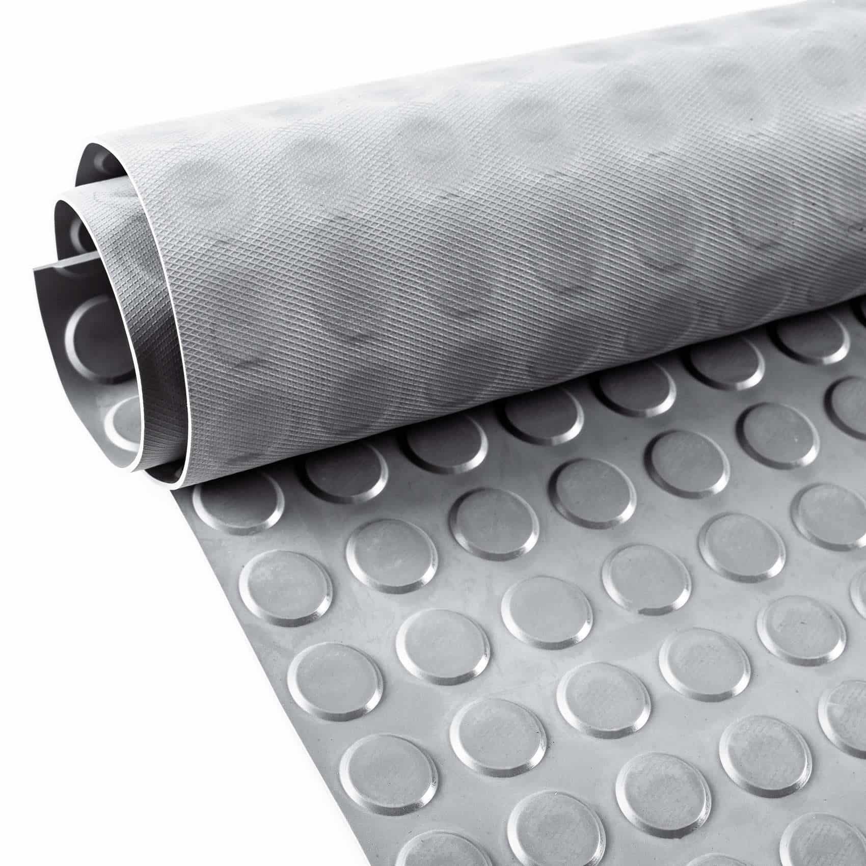 TPE Gummimatten Meterware Flachnoppen Grau Bodenbelag Gummiläufer 3mm -100 cm Rollenware 50 x 100cm