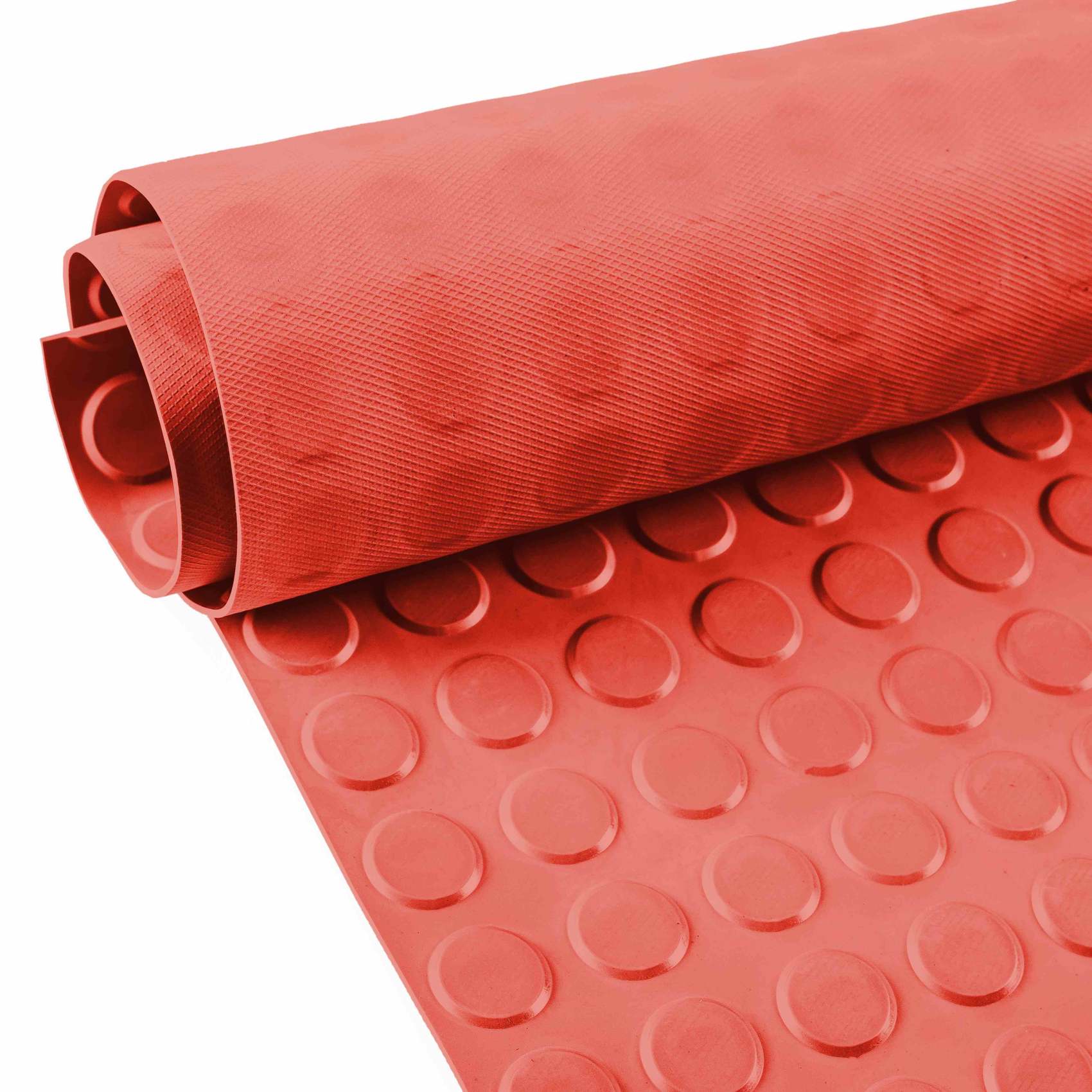 TPE Gummimatten geruchsarm Meterware Noppen Rot Gummi 3mm -100 cm Breit Rollenware 50 x 100cm