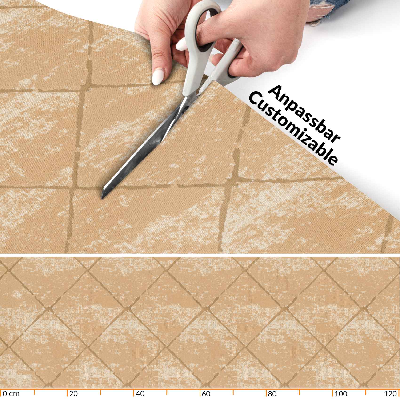 Küchenläufer Teppich Läufer abwaschbar Flurteppich Aydi / 3 Farben / 3 Breiten Beige 50cm 100cm