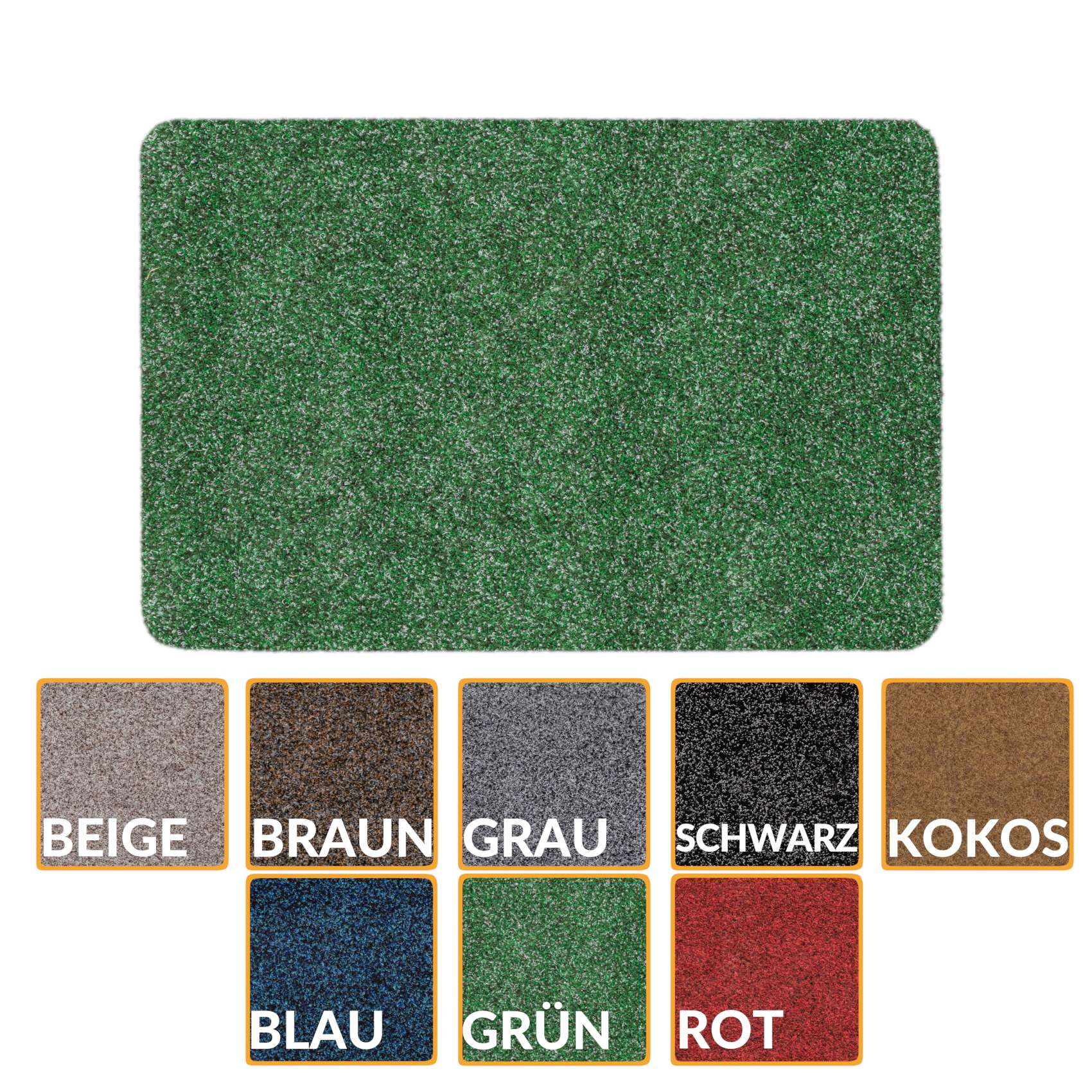 Fußmatte Schmutzfangmatte Fußabtreter POET Uni Mehrfarbig Grün 40x60cm