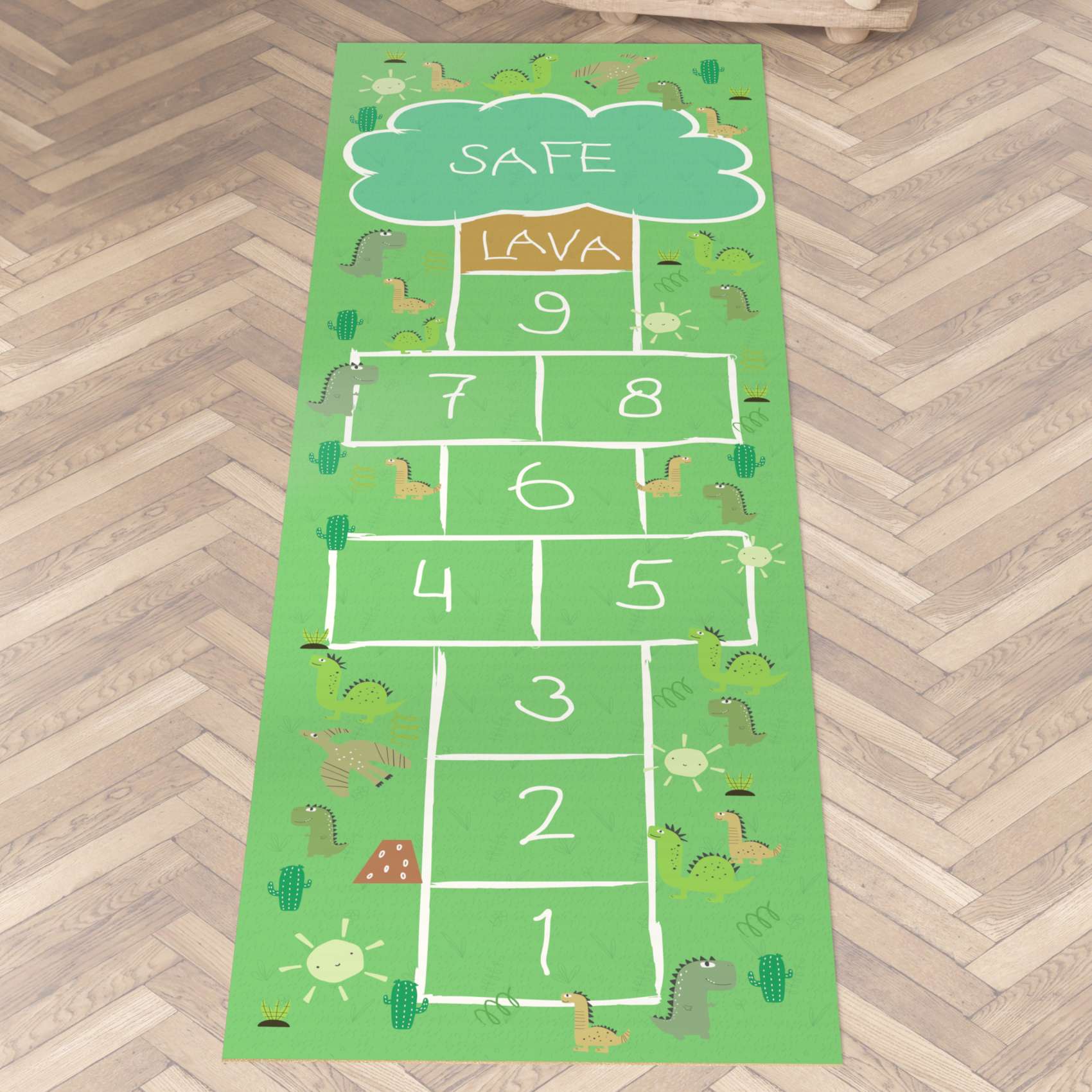 Spielmatte Hüpfspiel Teppich Läufer Hüpfspiel abwaschbar rutschfest Himmel & Hölle 75x235cm