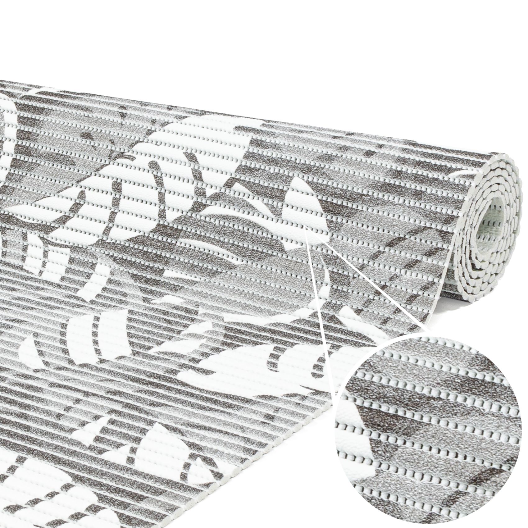 Weichschaummatte Bad Weichschaum Badematte Palmen 3 Farben Blau Grün Grau 65cm Breite Meterware Palmenblatt Grau 100x65cm