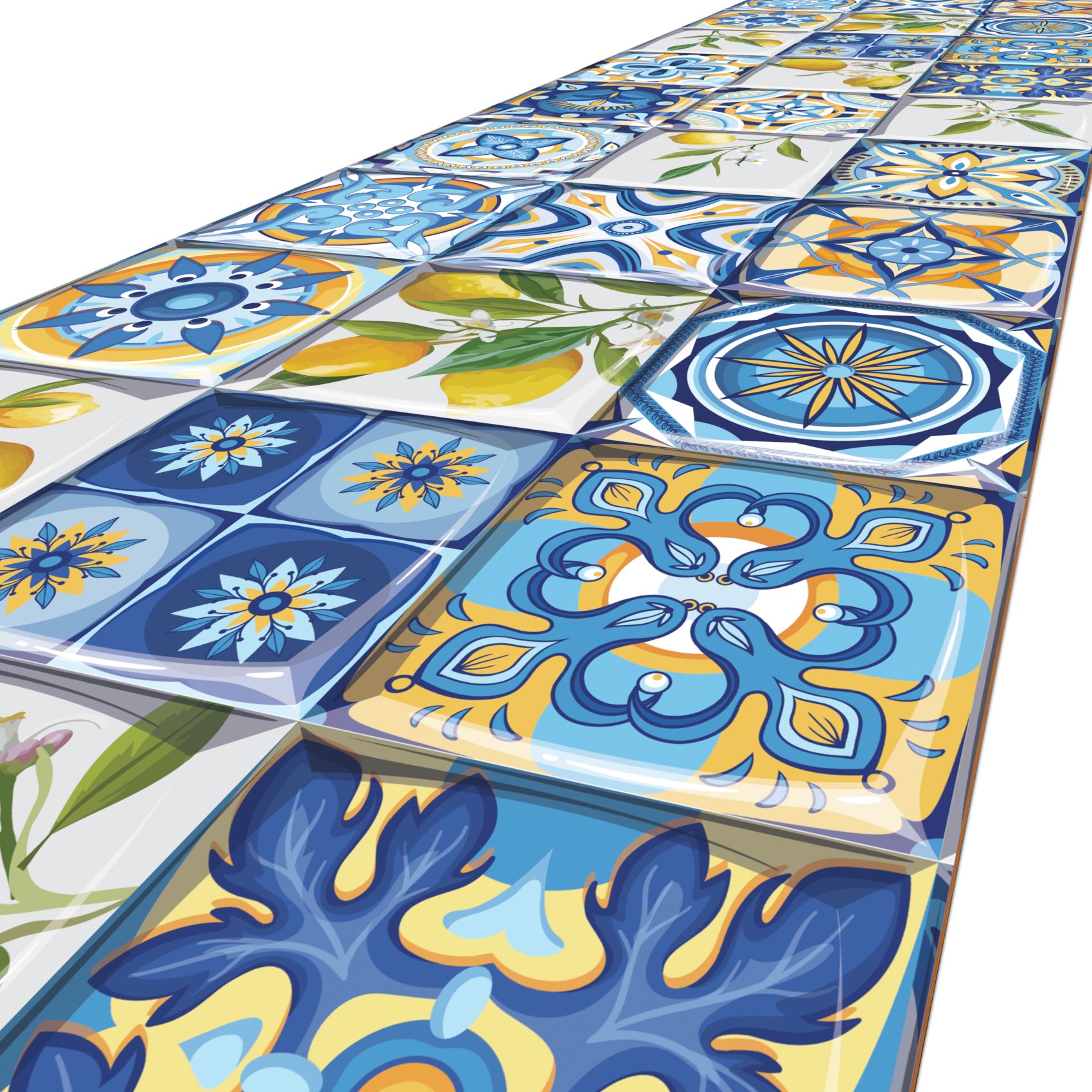 Küchenläufer Küchenteppich Zitrone Lemon Holz Beige rutschfest abwaschbar | 50cm Breit 100x52cm