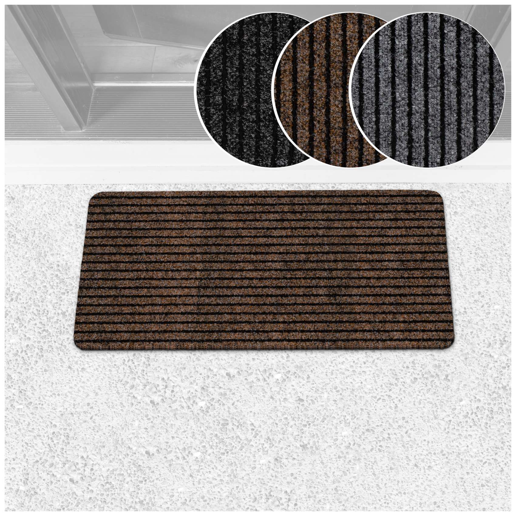 Schmutzfangmatte Fußmatte Fußabtreter MISCHA Uni Mehrfarbig Braun 40x80cm