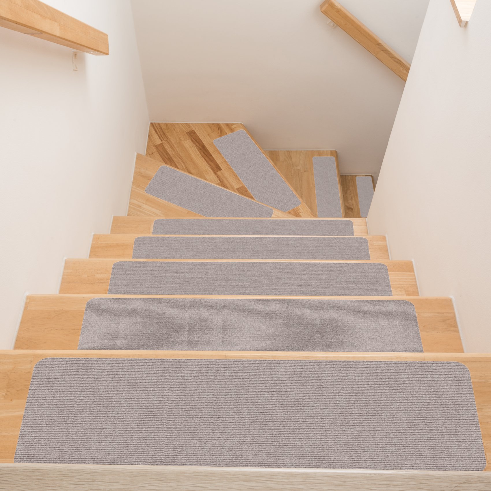 Treppenteppich Stufenmatte Treppenstufen Teppich selbsthaftend Stufenmatte Rechteckig NEMESIS Beige 50x20cm