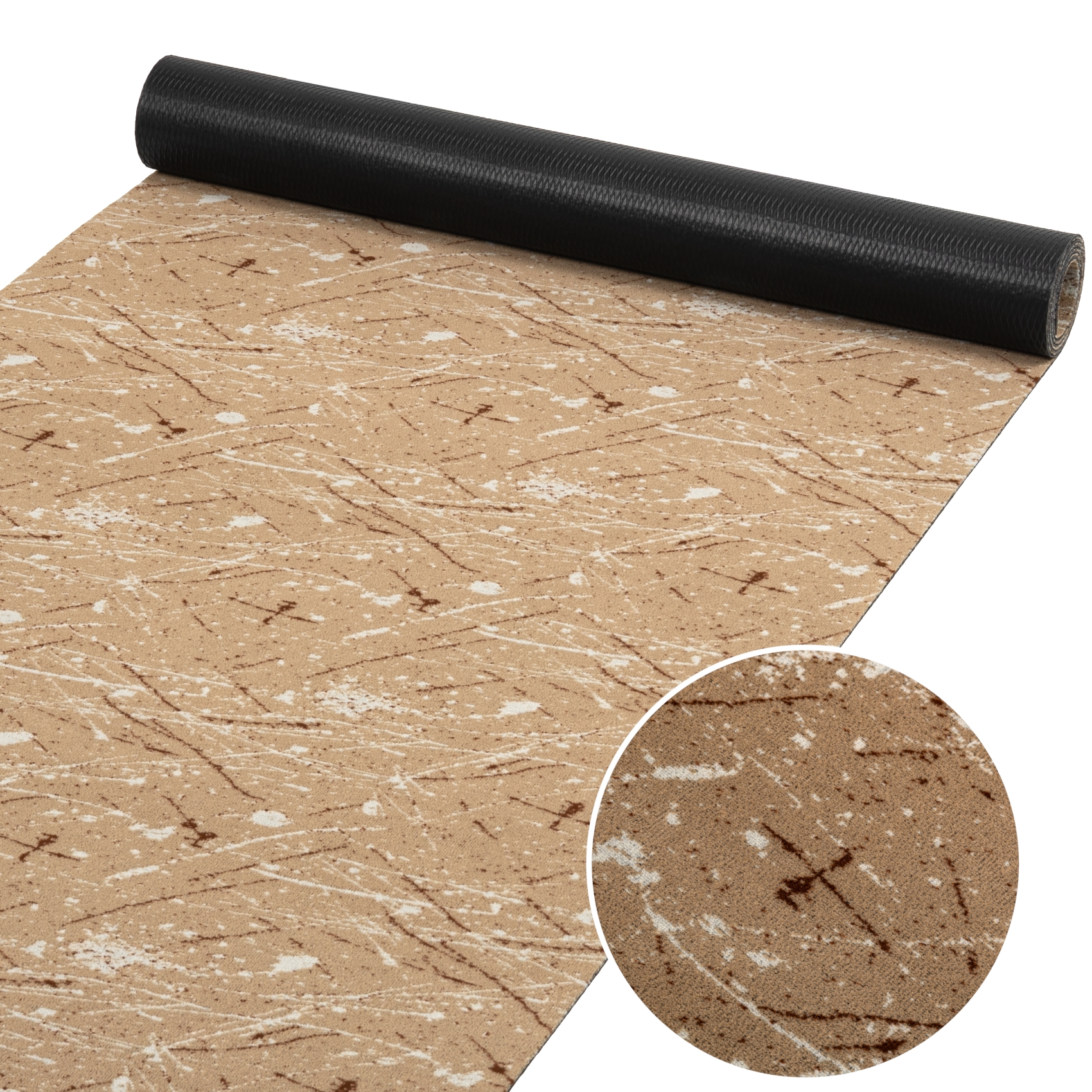 Läufer Flur Teppichläufer Küchenläufer rutschfest Velvet Beig Breite 65cm / 100cm 65 cm 100 cm