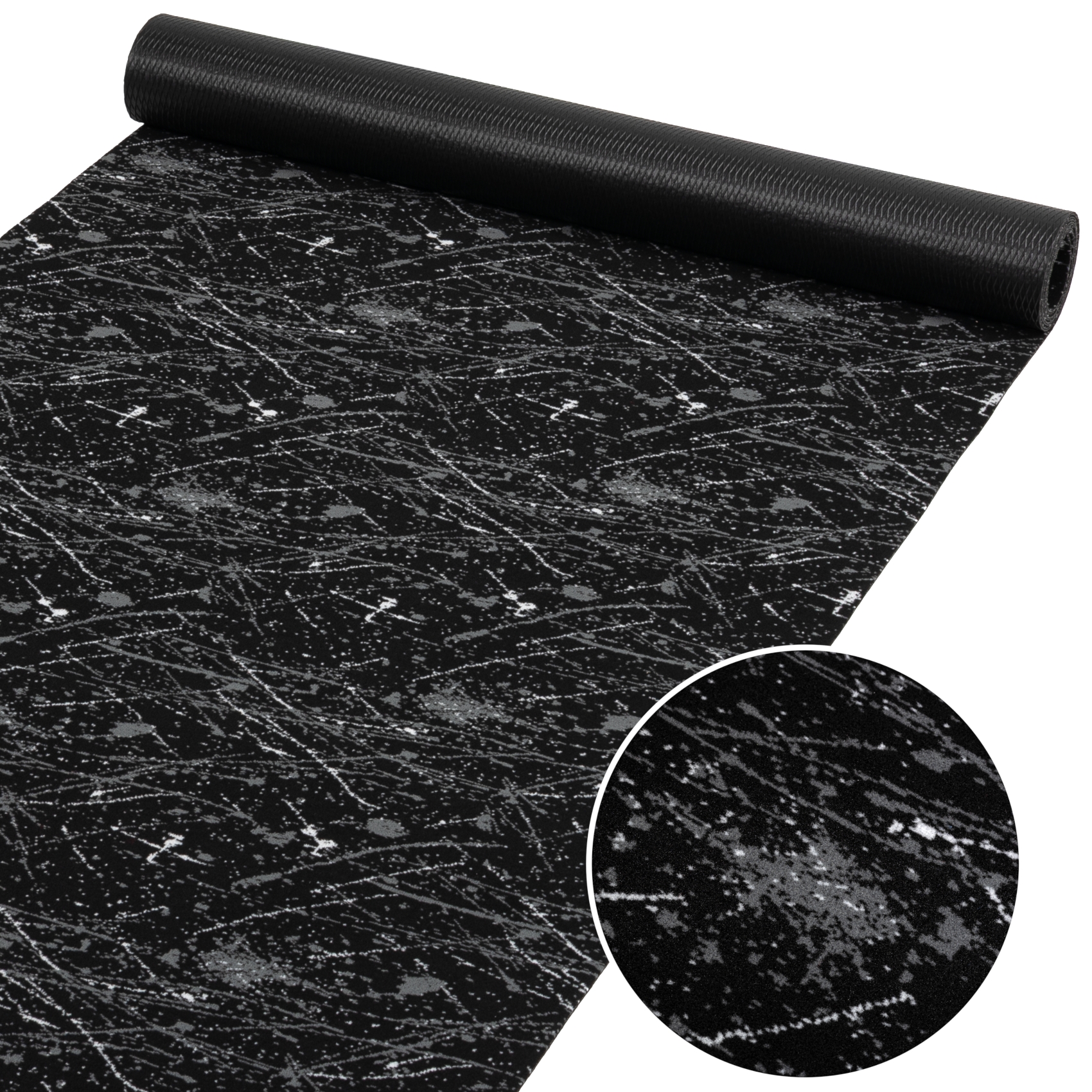 Läufer Flur Teppichläufer Küchenläufer rutschfest Velvet Schwarz Breite 65cm / 100cm 65 cm 100 cm