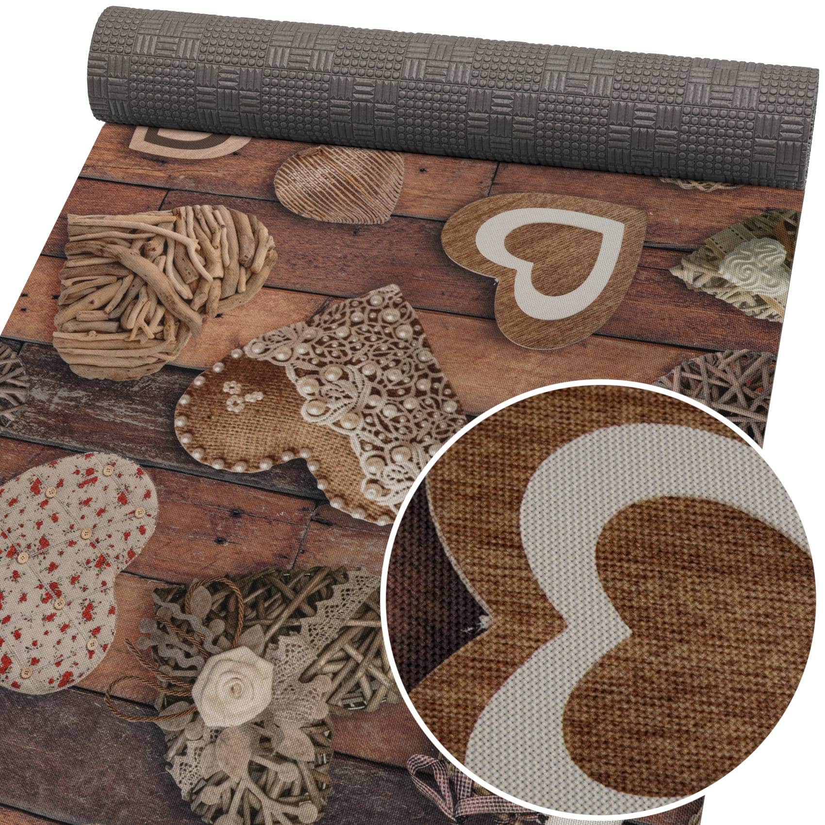 Küchenläufer abwaschbar Küchenteppich rutschfest Teppichläufer Läufer Flur pflegeleicht Holz Liebe 52cm Breite 100 x 52 cm