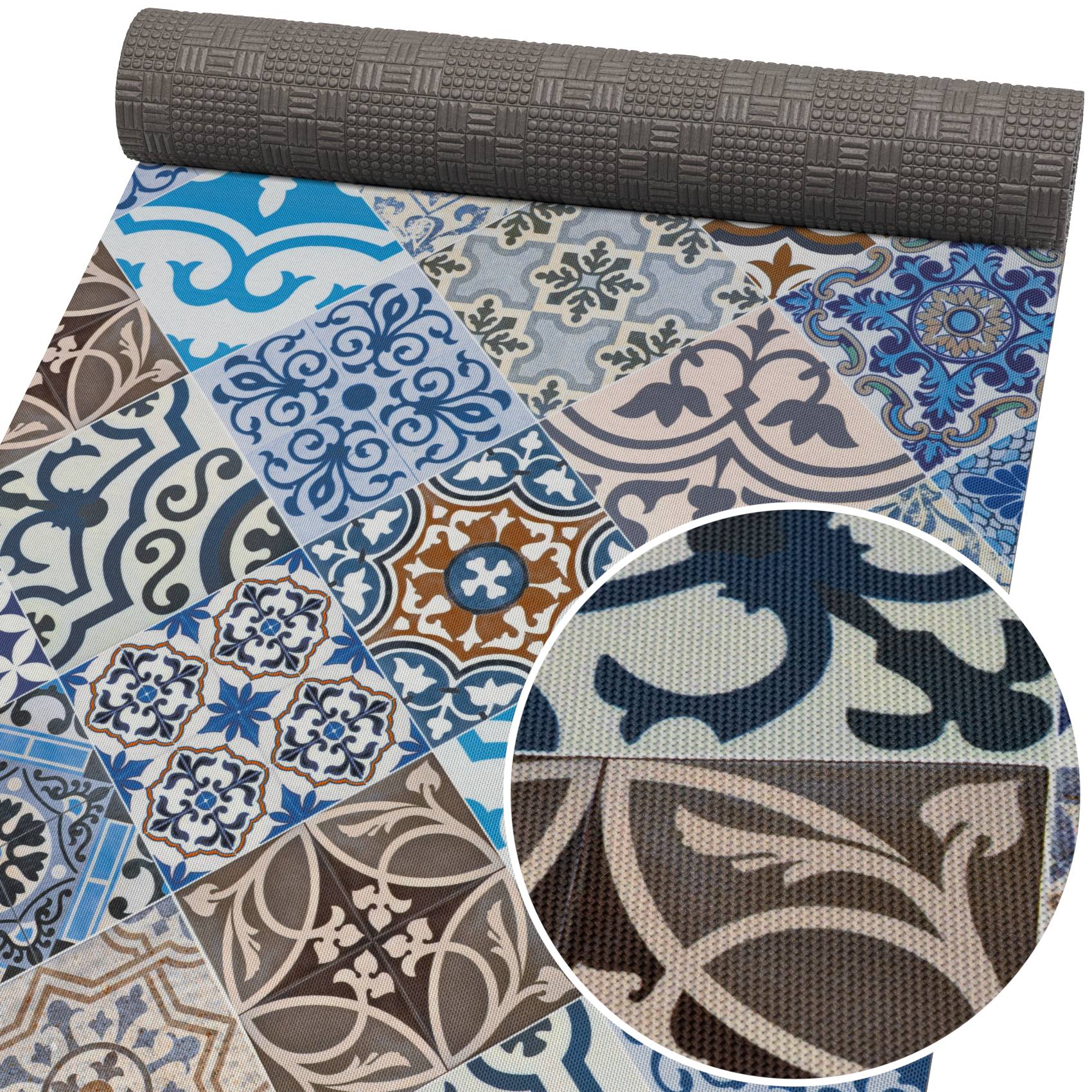 Küchenläufer abwaschbar Küchenteppich rutschfest Teppichläufer Läufer Flur pflegeleicht Porto Azul 52cm Breite 100 x 52 cm