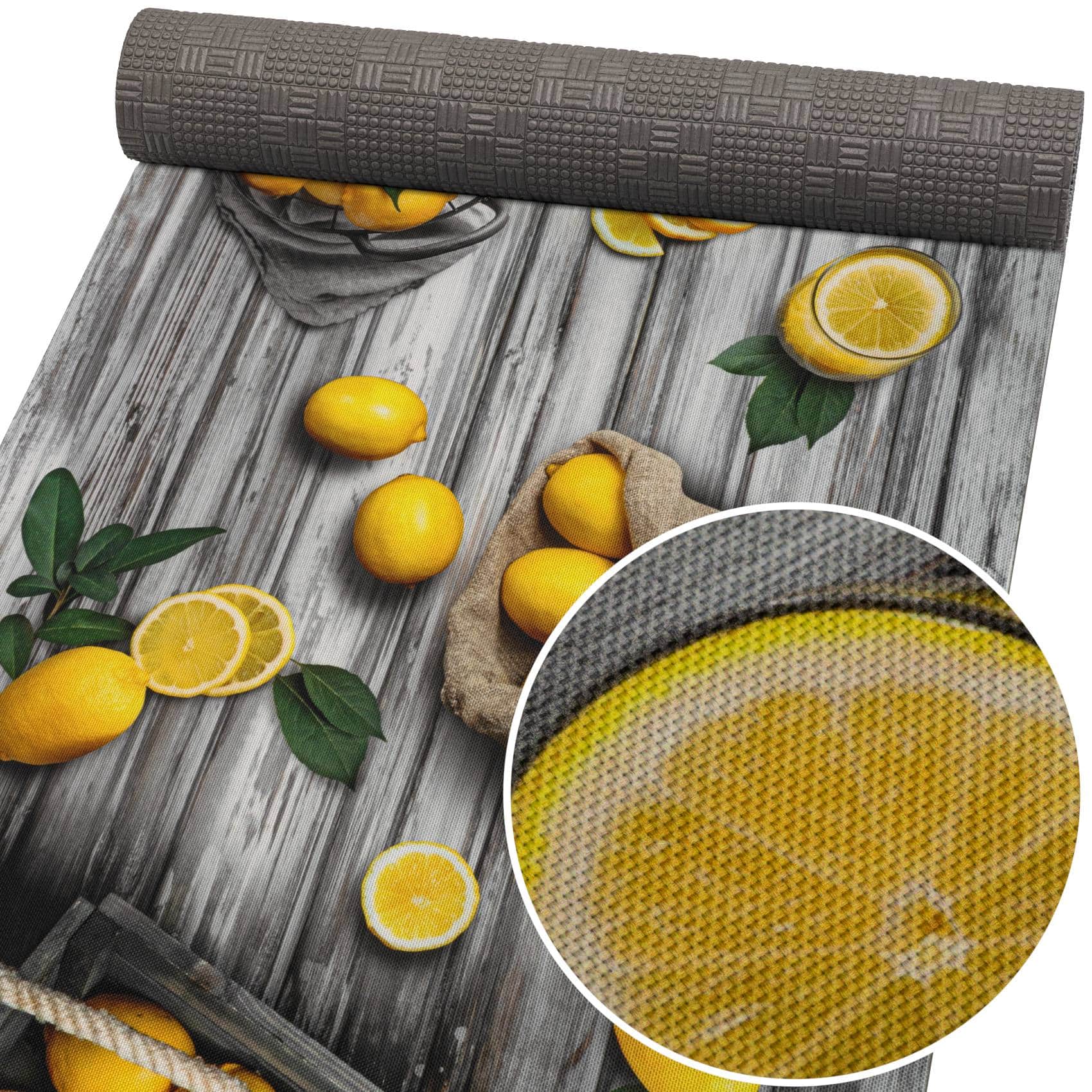 Küchenläufer abwaschbar Küchenteppich rutschfest Teppichläufer Läufer Flur pflegeleicht Zitronen 52cm Breite 100 x 52 cm