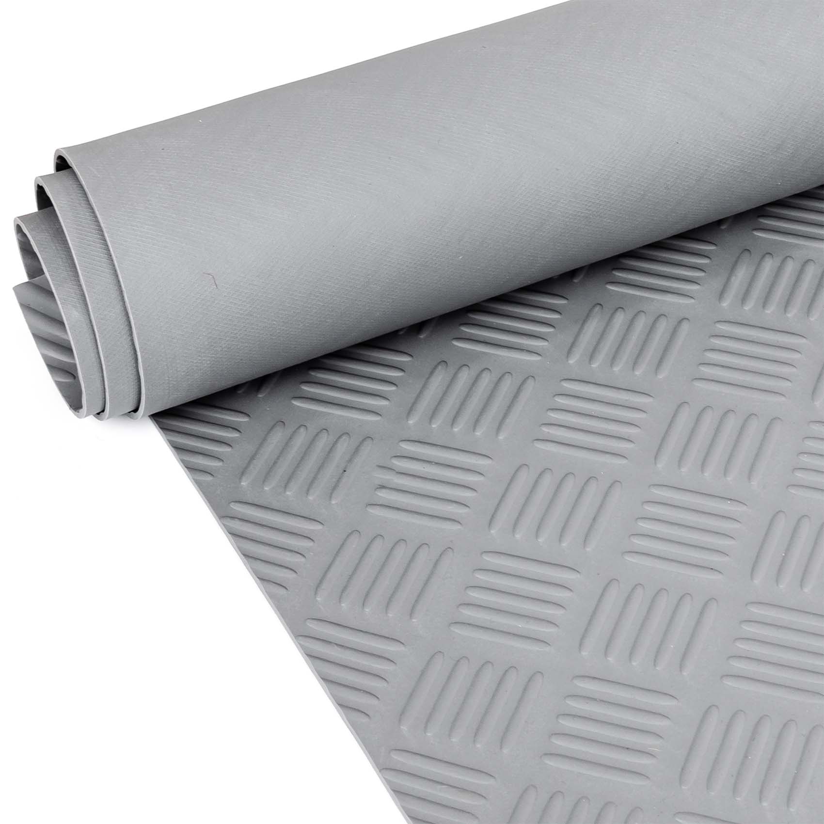 Gummimatte Meterware Riffelblech Gummi Bodenbelag TPE Gummiläufer Riffelblechmatte geruchsarm 3mm Grau Breite 140cm 100 x 140 cm