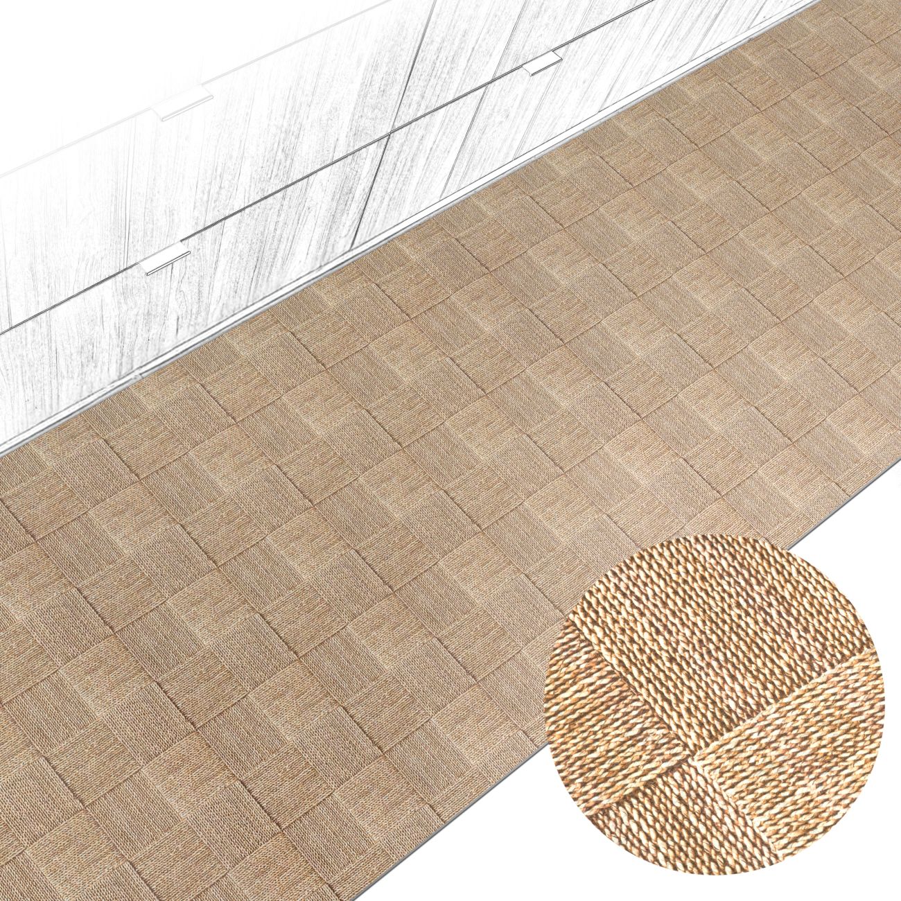 Küchenteppich Küchenläufer abwaschbar Teppichläufer Küche rutschfest Flur Läufer pflegeleicht Patchwork Seil Breite 67cm 100 x 67 cm