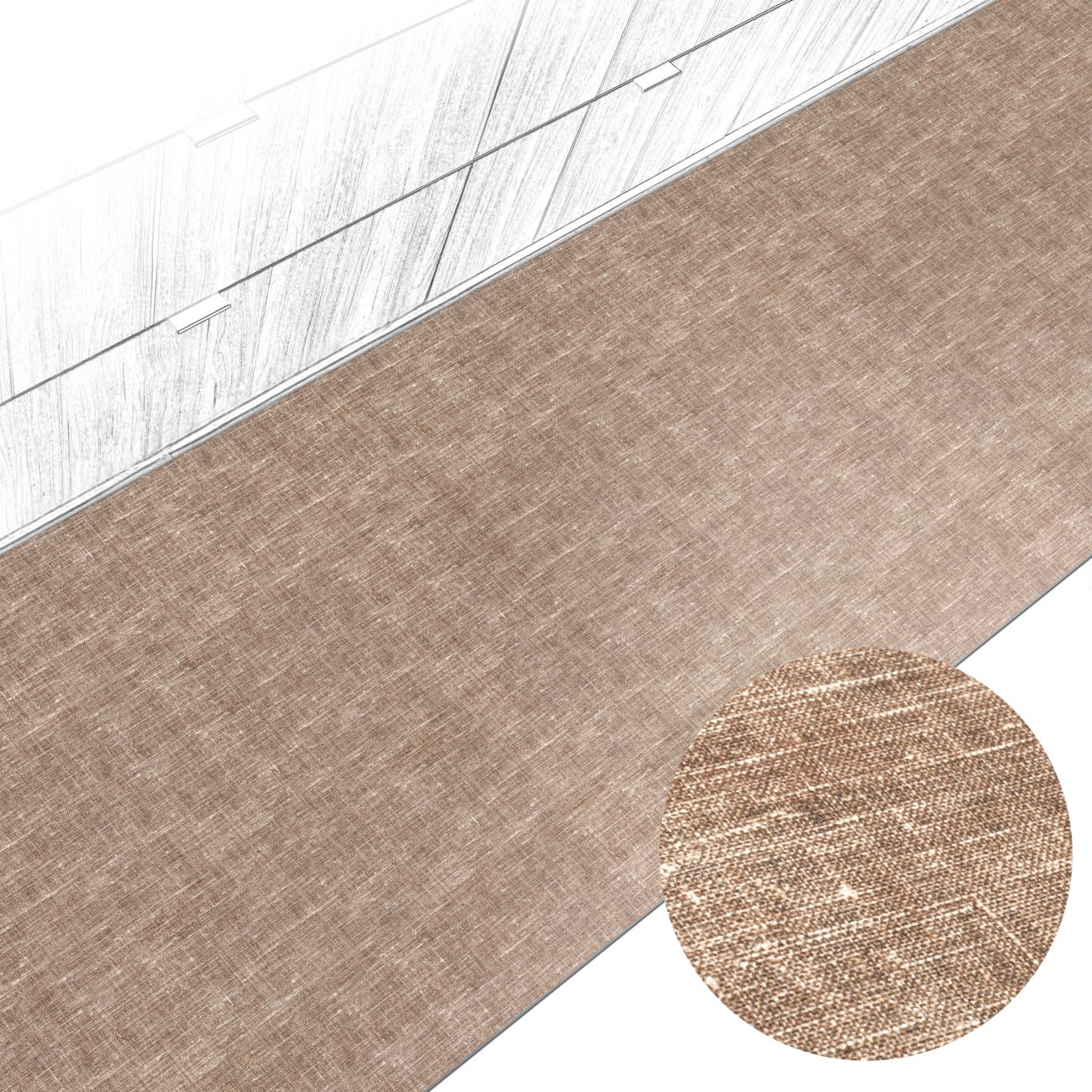Küchenteppich Küchenläufer abwaschbar Teppichläufer Küche rutschfest Flur Läufer pflegeleicht Uni Braun Breite 67cm 100 x 67 cm