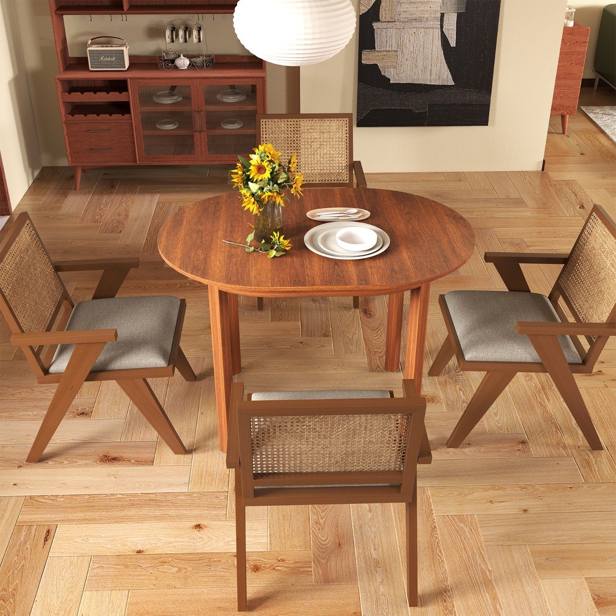 Ovaler Esstisch für 2-4 Personen Küchentisch aus Holz Esszimmertisch Holztisch Walnuss