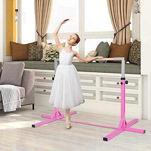 Kinder Gymnastik Turnreck Indoor Reck 12 Stufen Höhenverstellbare Reckstange Rosa