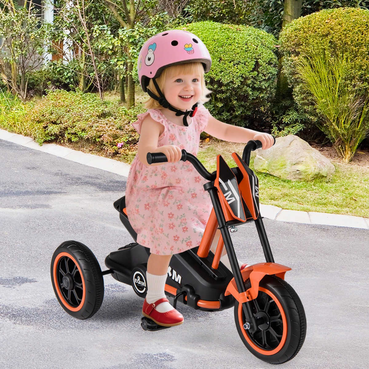 Kinder-Dreirad mit 3 Robusten Rädern & Fußpedalen Kinderfahrrad Kinderlaufrad Orange