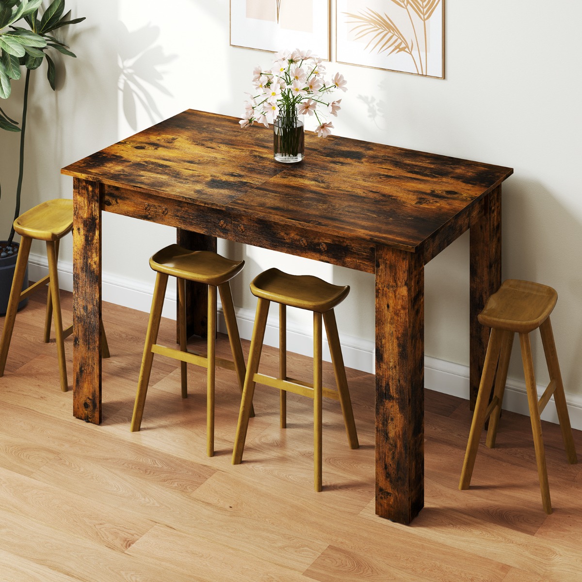 Erweiterbarer Esstisch für 4-6 Personen bis 110 kg Küchentisch Esszimmertisch Landhaustisch Rustikales Braun