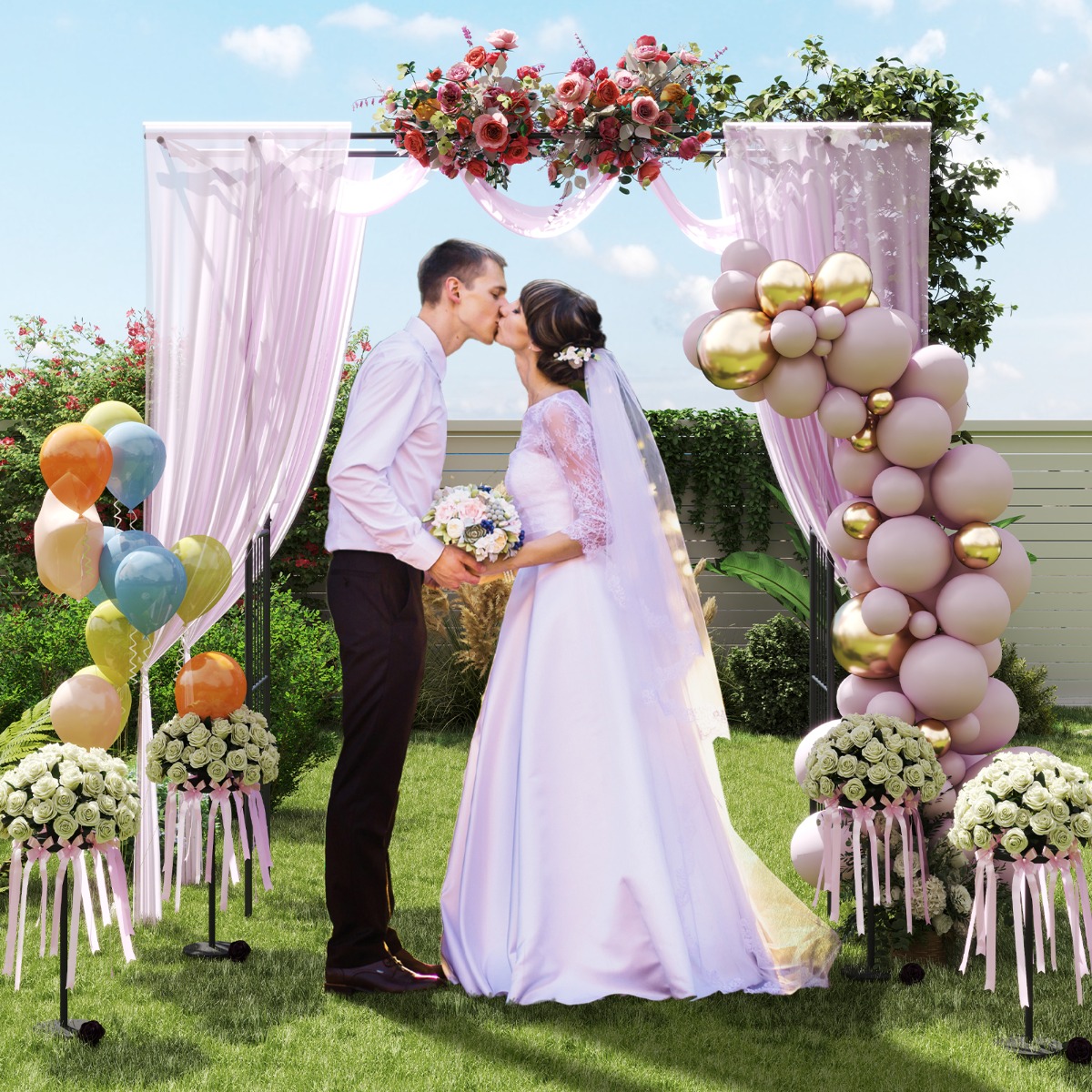 Metall Rosenbogen Gartenbogen für Kletterpflanzen Rankhilfe Garten Torbogen Schwarz