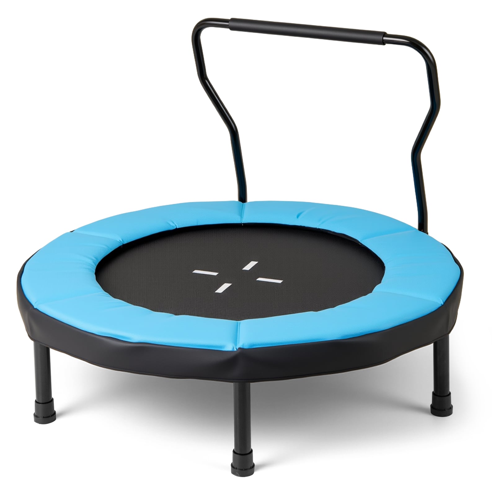 Ø102 cm Kinder Trampolin mit Abnehmbarer Haltegriff Minitrampolin bis 100 kg Belastbar Blau
