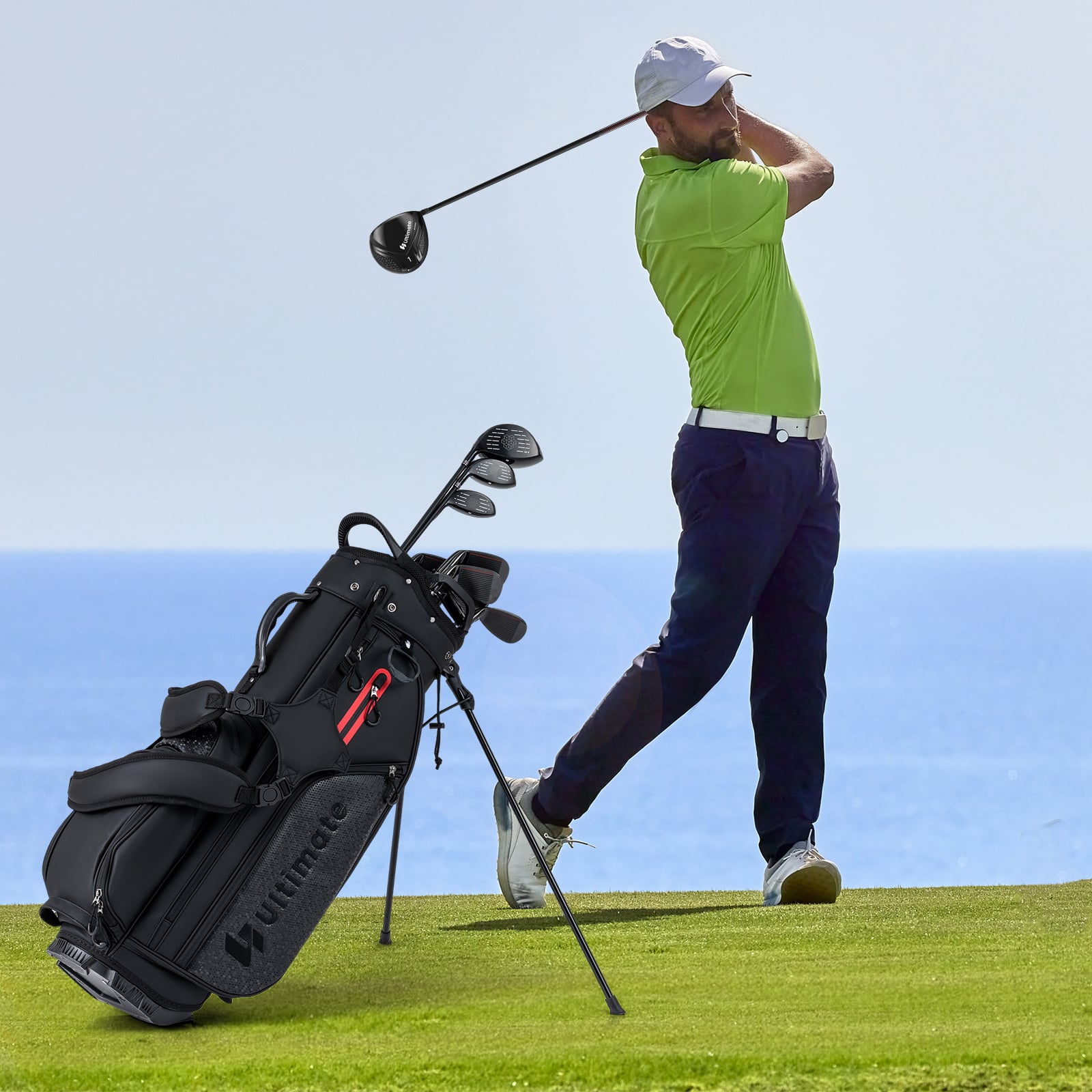 11 Teiliges Golfschläger Set für Rechtshänder mit Golftasche Golf Set Golfschlägersätze Stand Bag