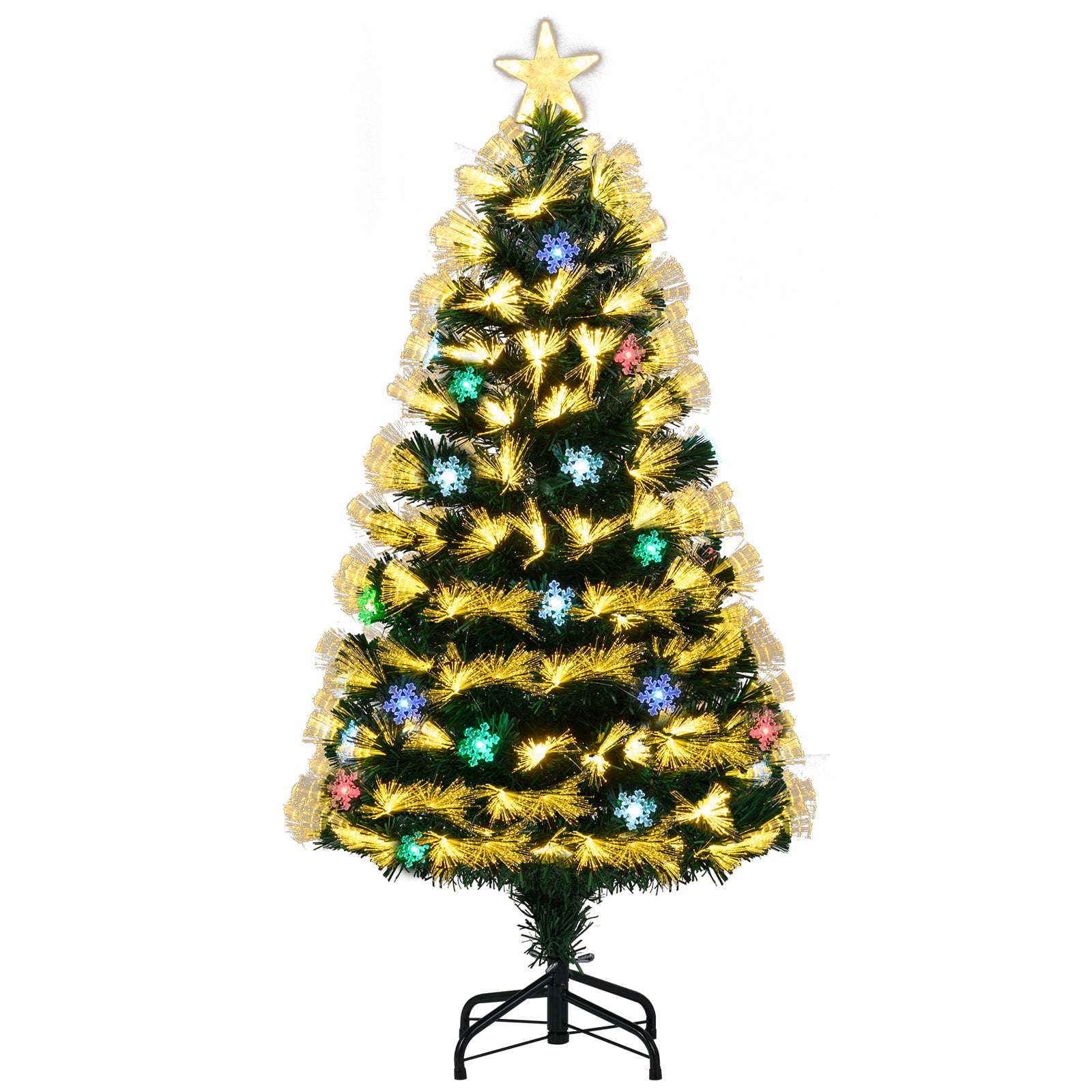 120 cm Künstlicher Weihnachtsbaum mit Beleuchtung & Sternspitze Mini Tannenbaum Christbaum
