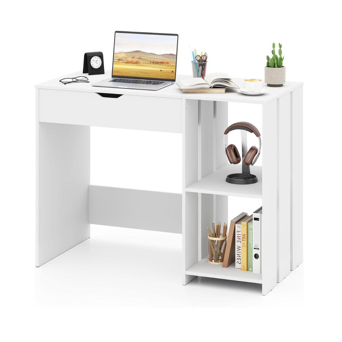 Schreibtisch mit Anhebbarer Tischplatte Kleiner Computertisch Kinderschreibtisch Bürotisch