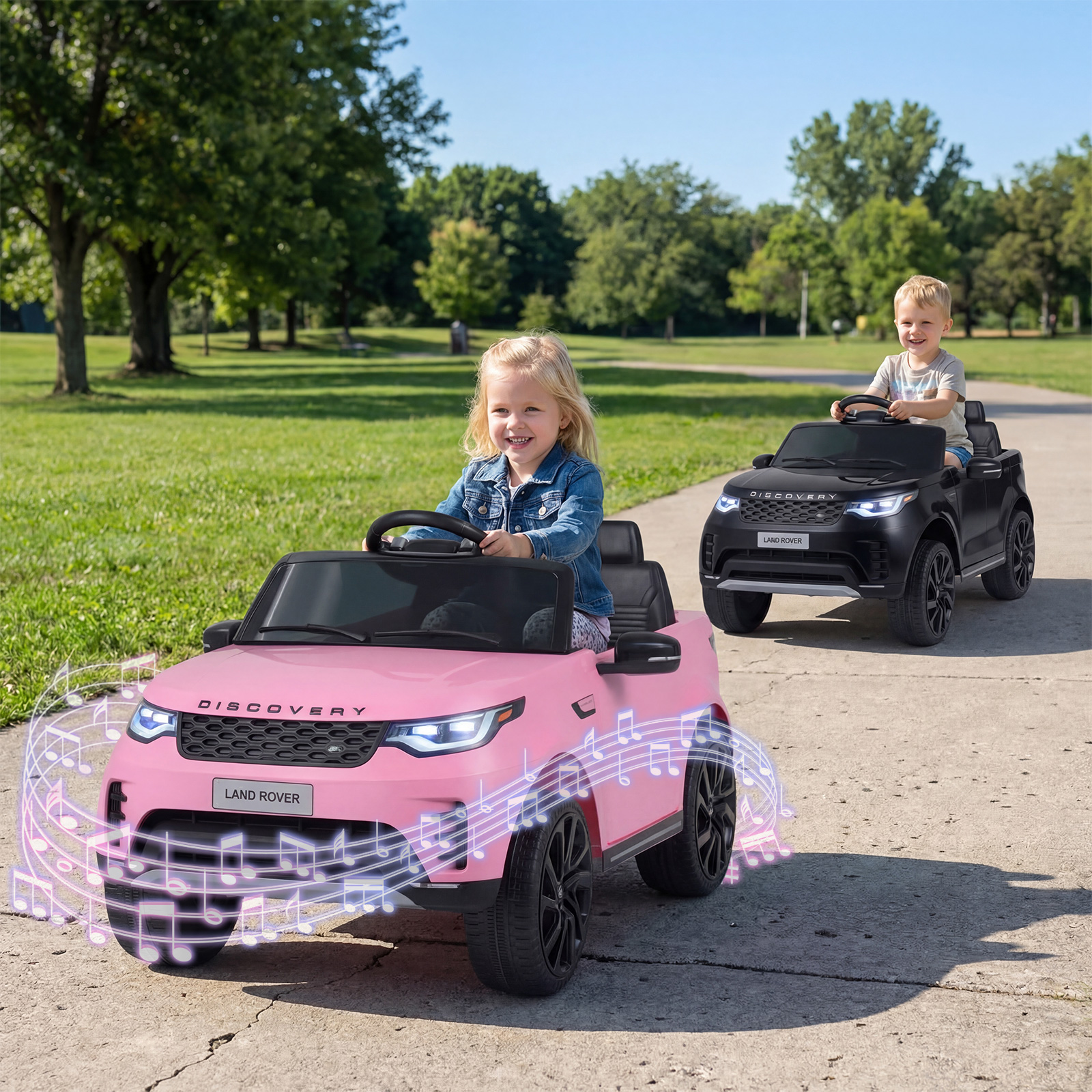 12V Land Rover Kinder-Elektroauto Federung LED Musik Kabellos Kinder ab 3 Jahren Schwarz
