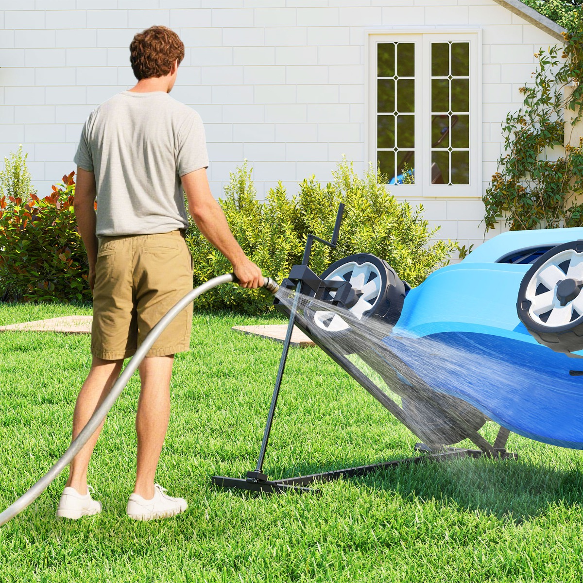 Rasentraktor Heber Hebevorrichtung bis 400 kg 50° Stufenlos Verstellbare Faltbare Hebebühne Schwarz