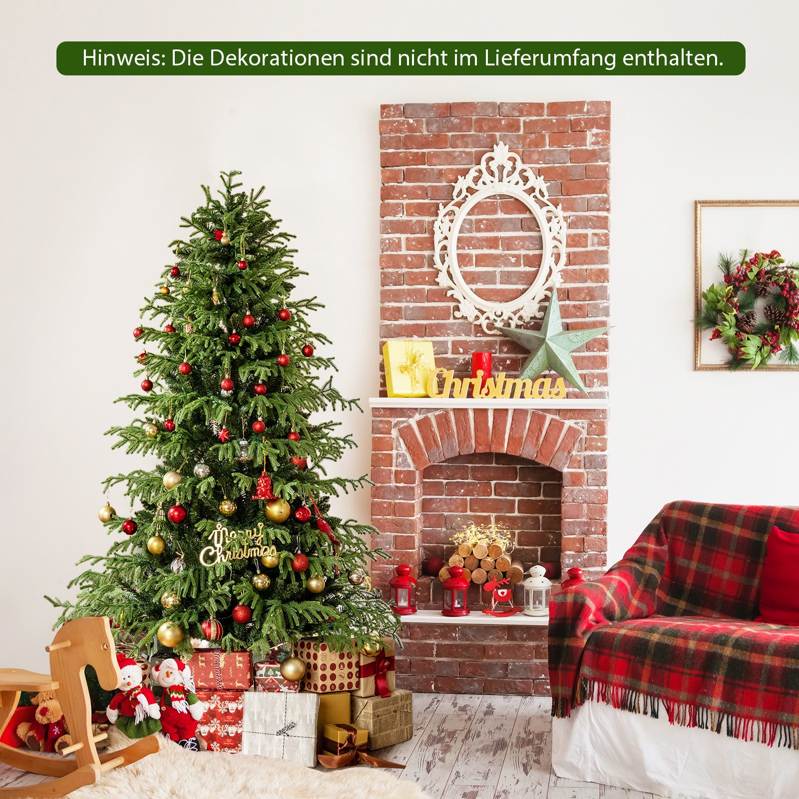 180 cm Künstlicher Weihnachtsbaum mit Beleuchtung Tannenbaum Christbaum Grün