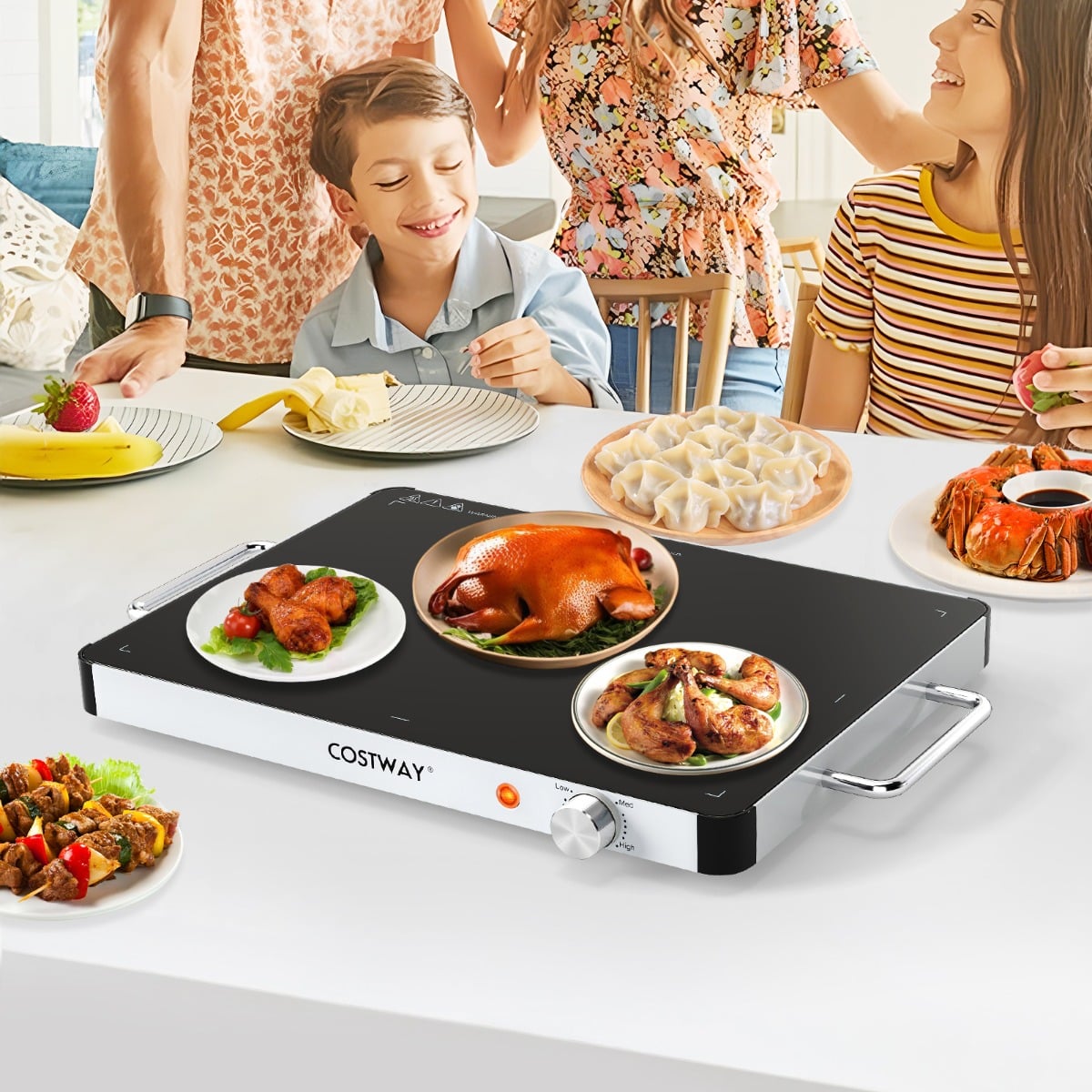 Elektrische Warmhalteplatte mit Einstellbarer Temperatur Speisewärmer 48 x 32 x 4 cm