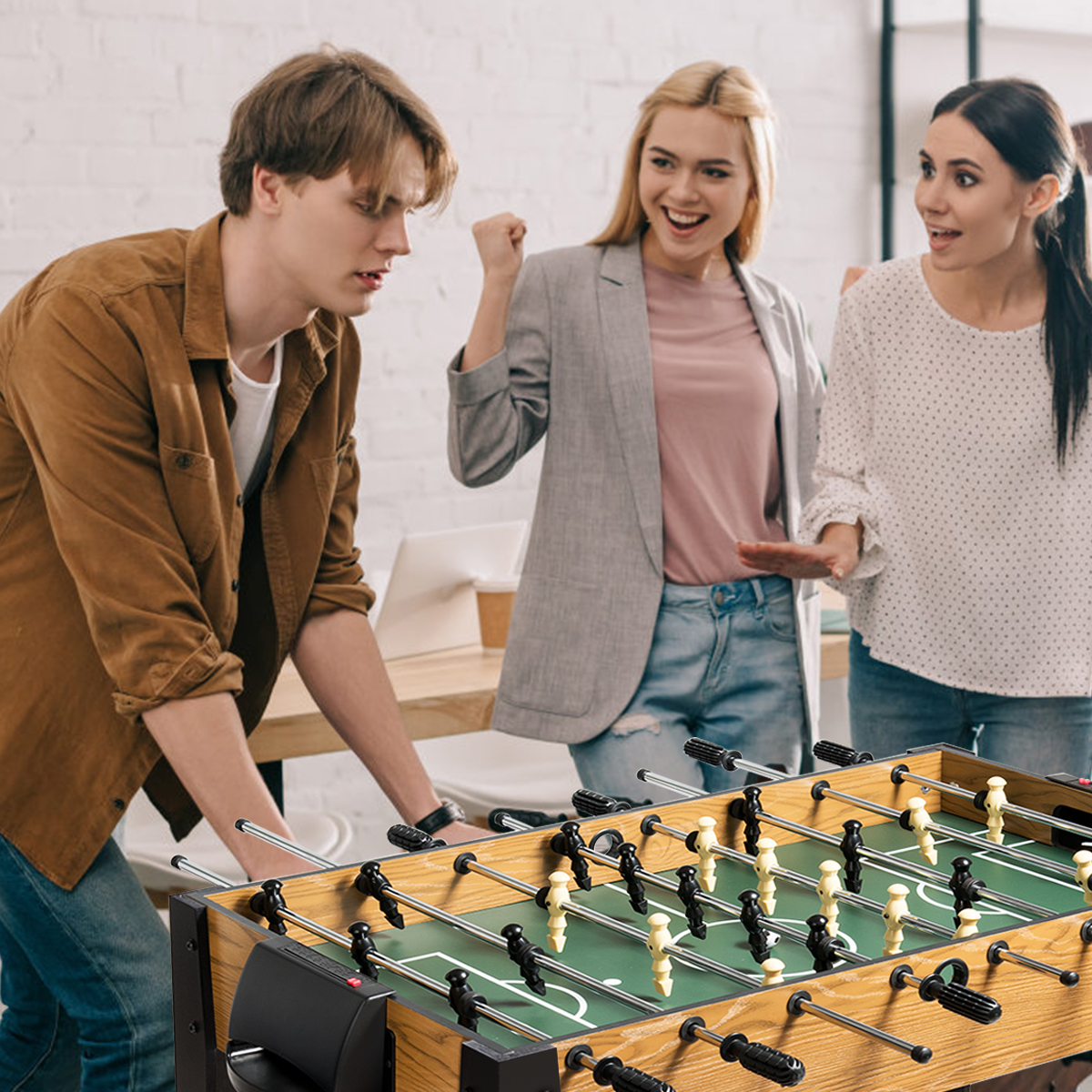 Tischkicker in Wettbewerbsgröße Kickertisch für Erwachsene und Kinder 122 x 61 x 79cm Braun