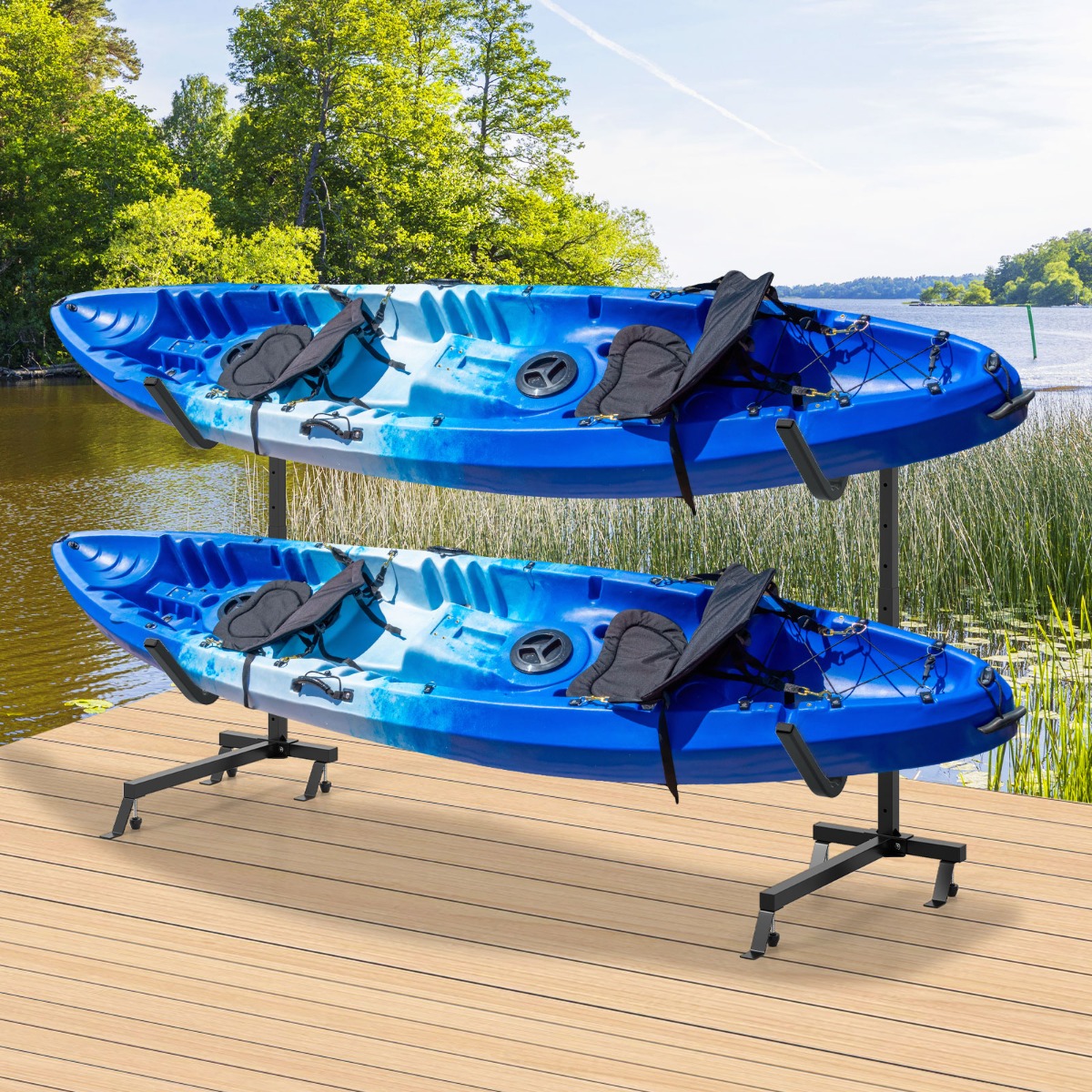 Kajak Halterung Kajak Aufbewahrungsregal Kajakständer für Kajaks SUP Kanus 80 kg Tragkraft Schwarz