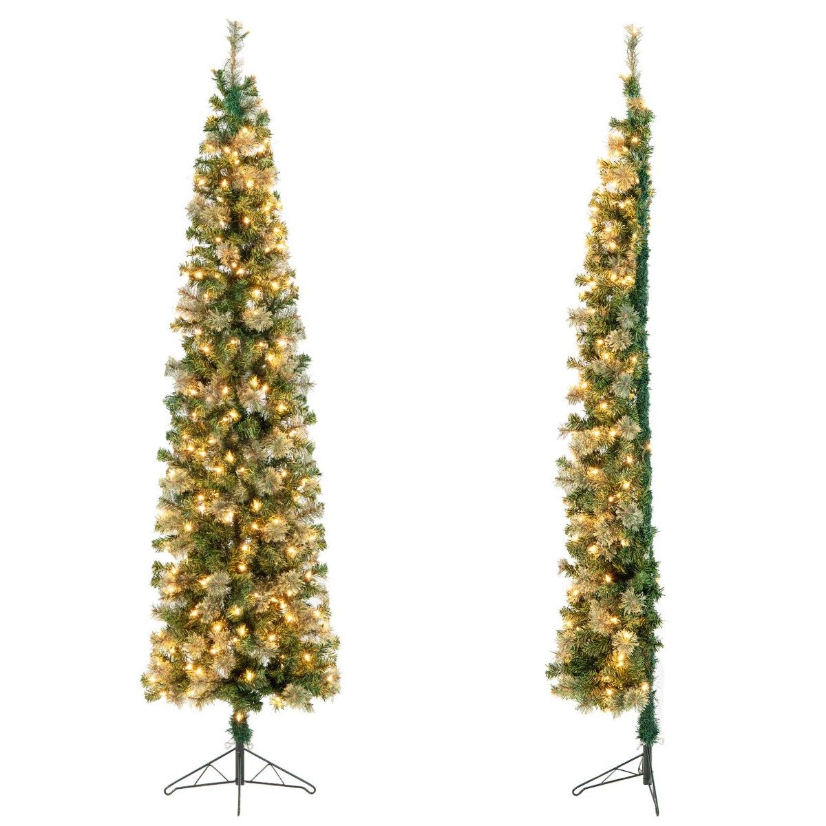 210 cm Vorgeleuchteter Halbbaum-Weihnachtsbaum Halber Künstlicher Baum