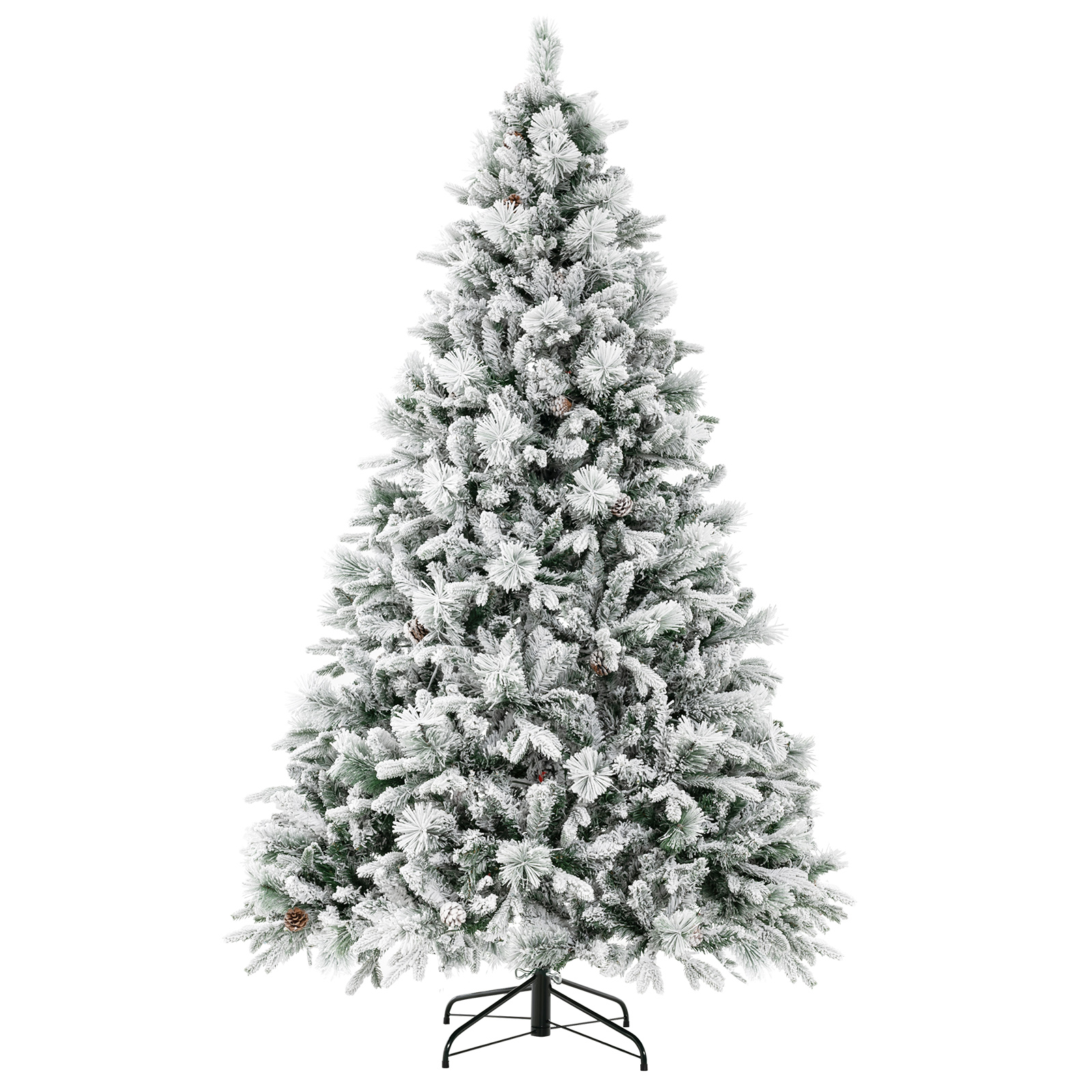 210 cm Künstlicher Weihnachtsbaum mit Schnee & 8 Lichtmodi & 1270 PE PVC Zweigspitzen