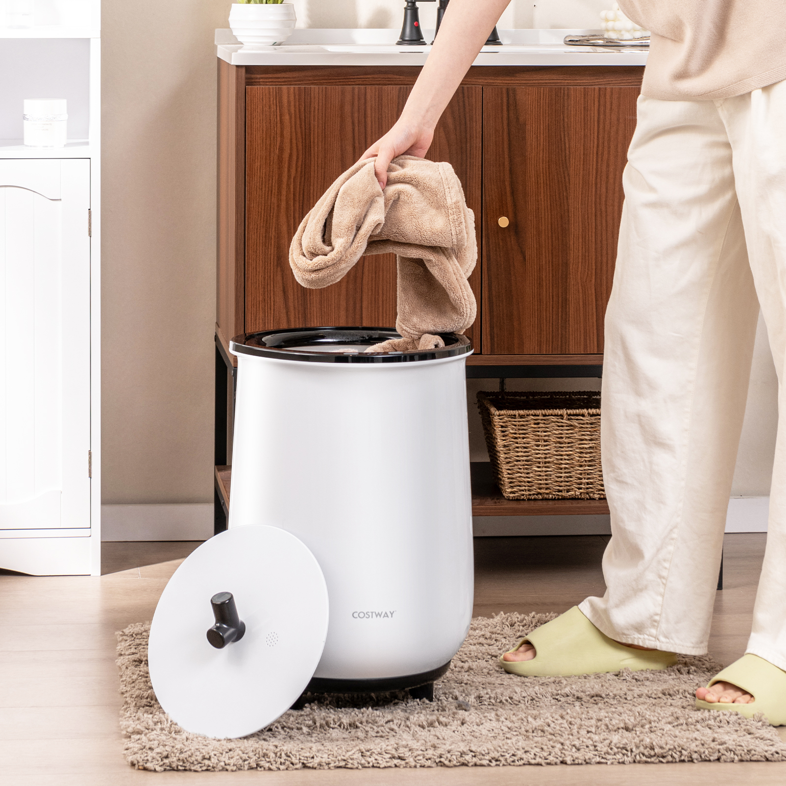 23L Elektrischer Handtuchwärmer mit 3 Heizstufen Handtuchtrockner Wärmegerät Schwarz